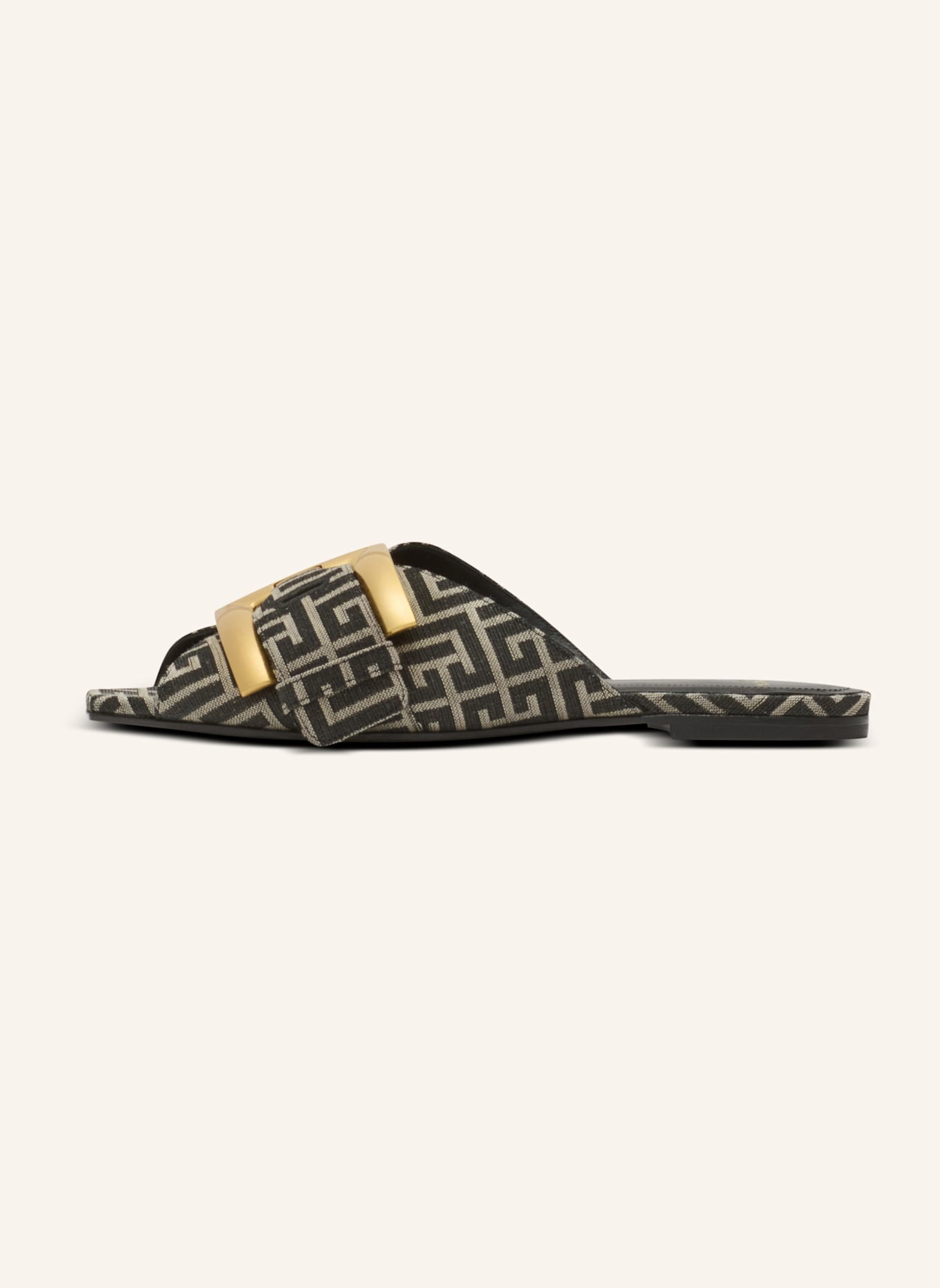 BALMAIN Flache Sandalen Anthem aus Monogramm-Jacquard: SCHWARZ