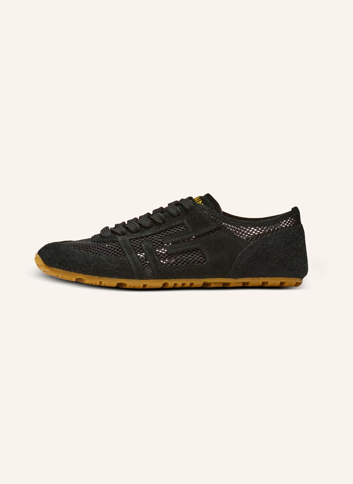 BALMAIN Sneakers Racer 45 aus Kalbsleder, Wildleder und Nylon: SCHWARZ