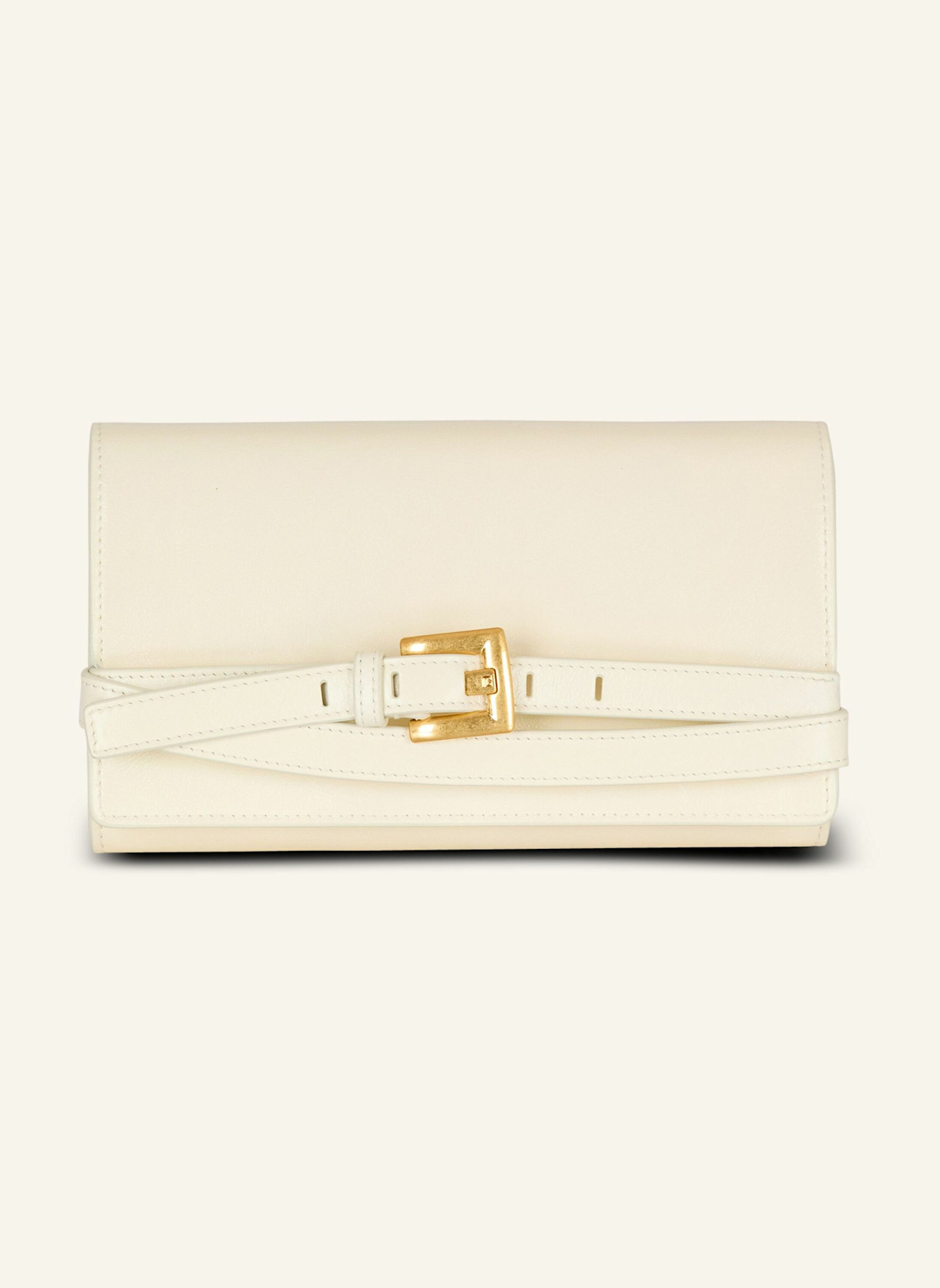 BALMAIN Shuffle Brieftasche aus geknittertem Leder mit Kette: KHAKI