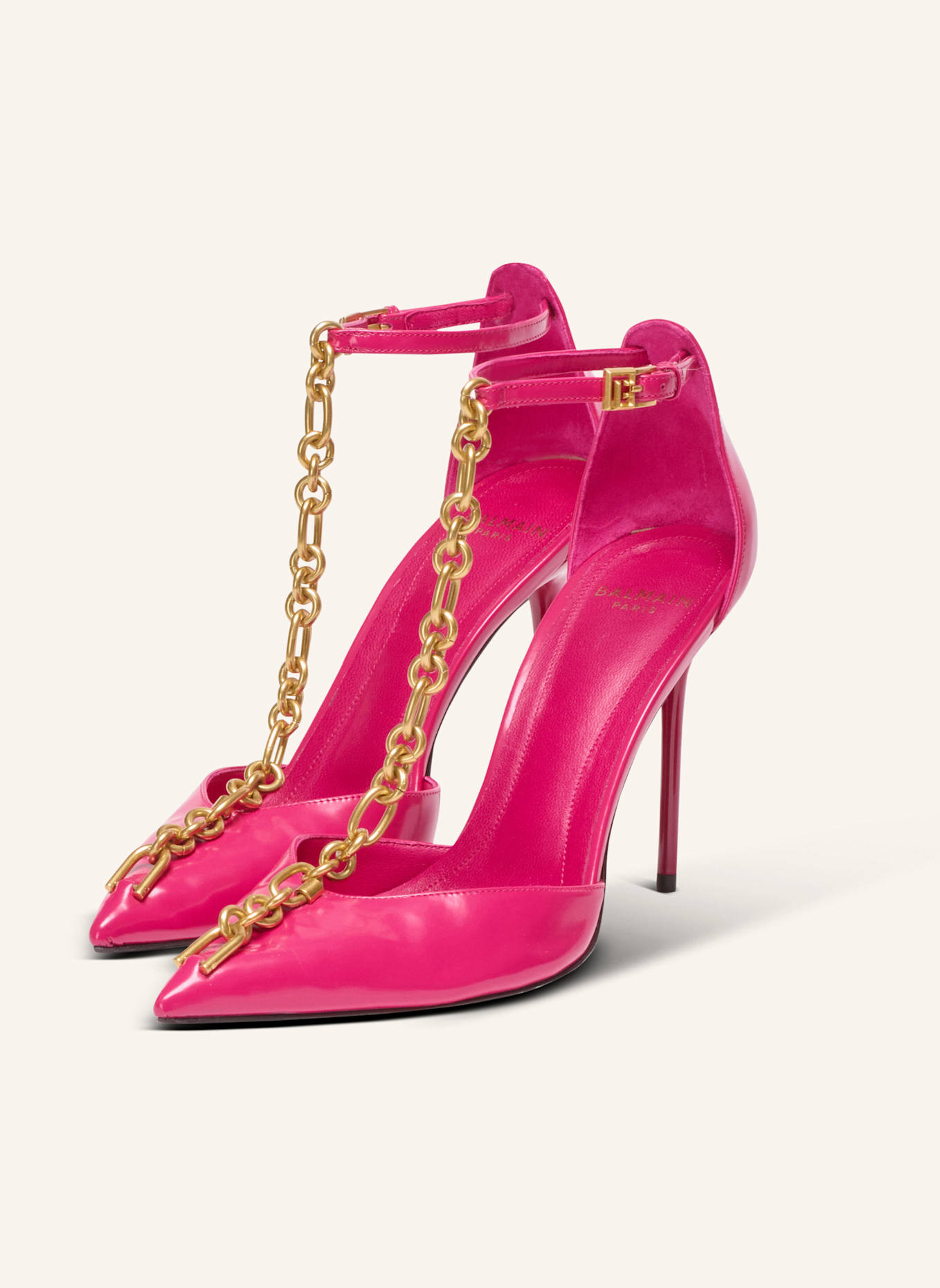 BALMAIN Pumps Sync aus glänzendem Lammleder: ROSA