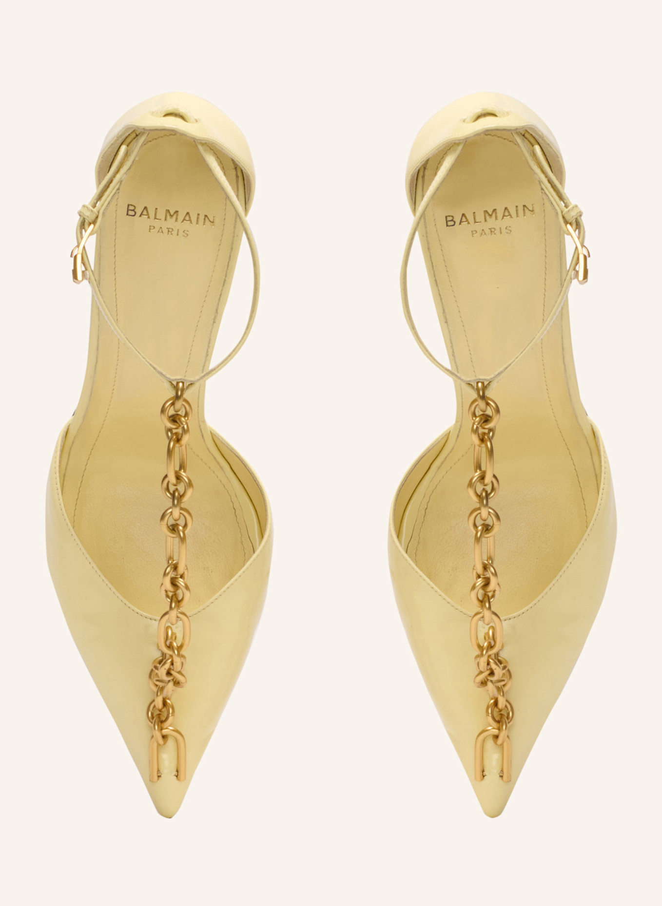 BALMAIN Pumps Sync aus glänzendem Lammleder: GELB