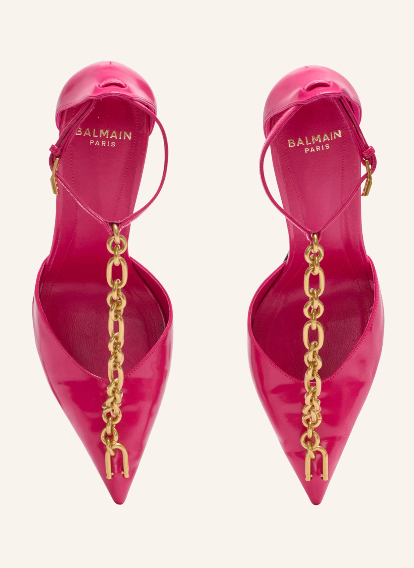 BALMAIN Pumps Sync aus glänzendem Lammleder: ROSA