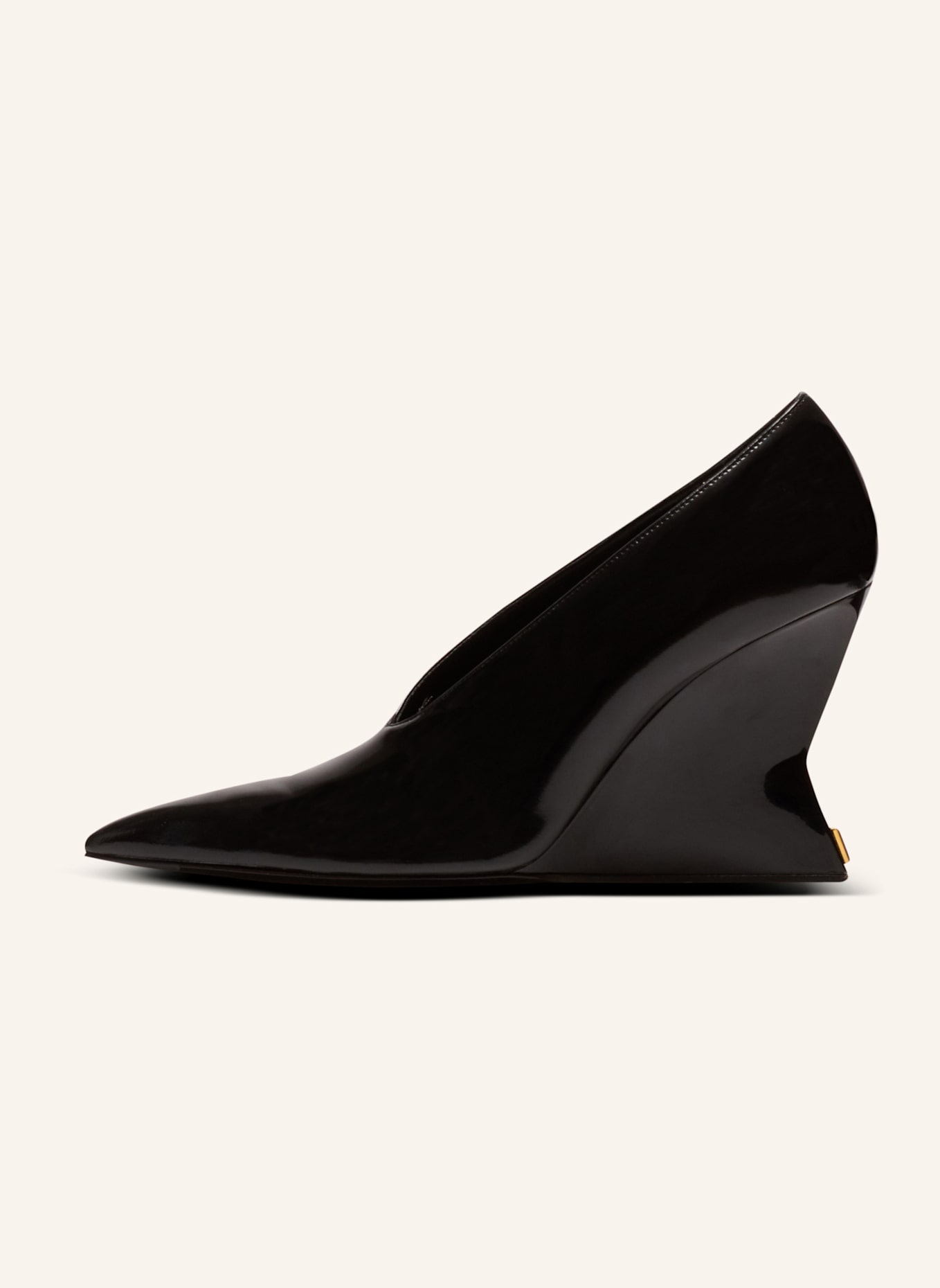 BALMAIN Pumps mit Keilabsatz aus glänzendem Lammleder: SCHWARZ