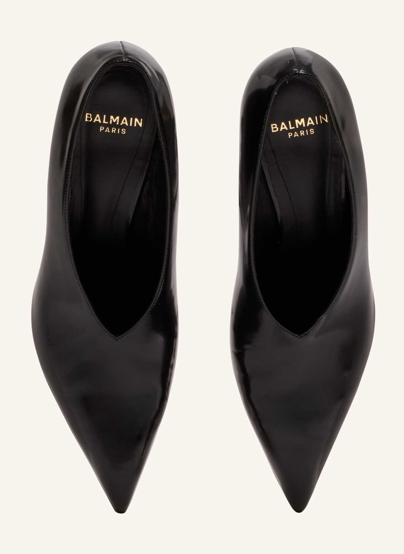 BALMAIN Pumps mit Keilabsatz aus glänzendem Lammleder: SCHWARZ