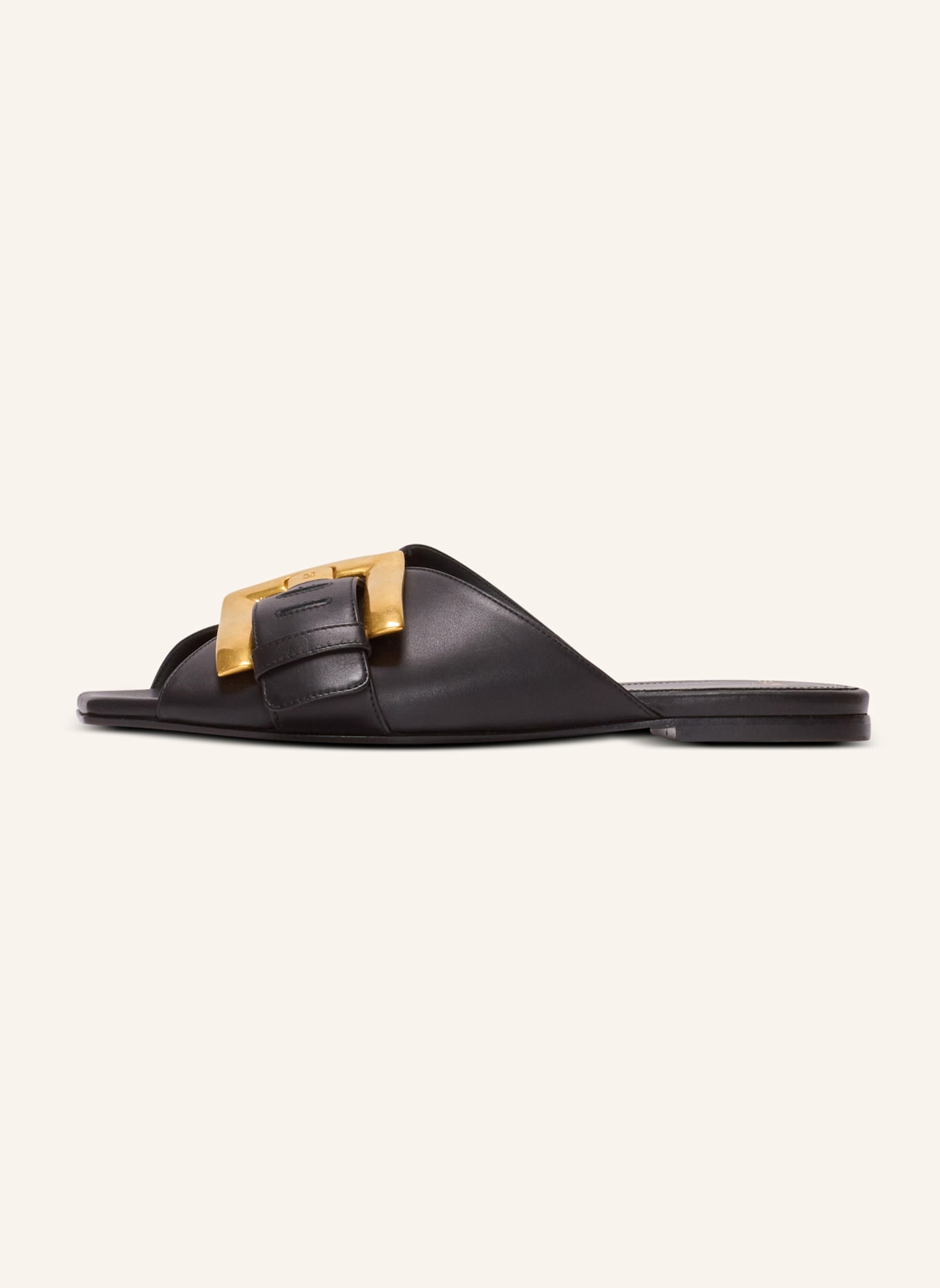 BALMAIN Flache Sandalen Anthem aus Kalbsleder: SCHWARZ