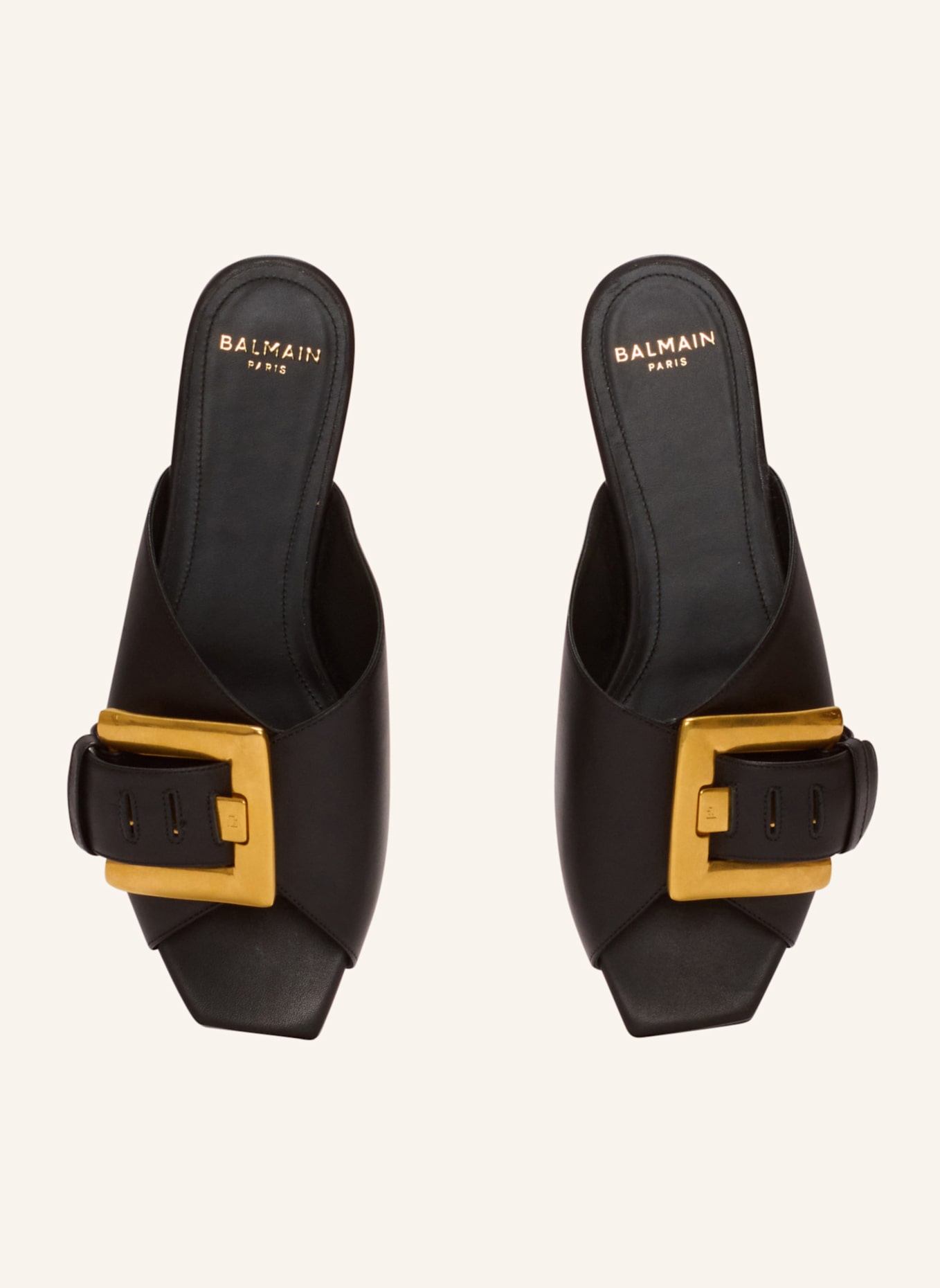 BALMAIN Flache Sandalen Anthem aus Kalbsleder: SCHWARZ