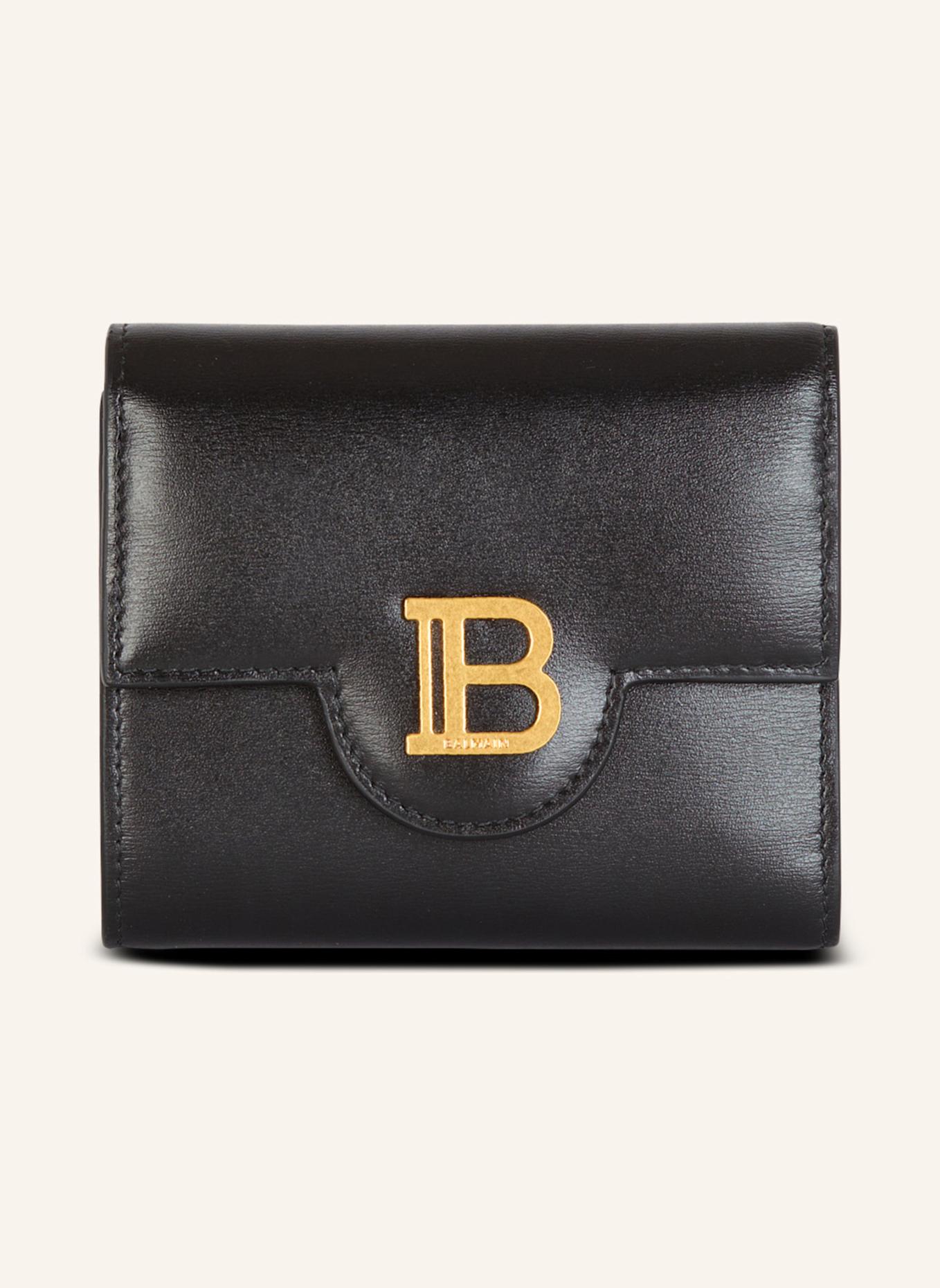 BALMAIN Dreifachfaltbrieftasche B-Buzz aus Kalbsleder, Farbe: SCHWARZ (Bild 1)