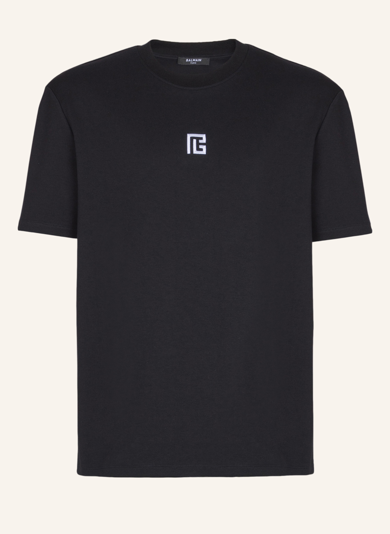 BALMAIN T-Shirt mit aufgesticktem Logo: SCHWARZ