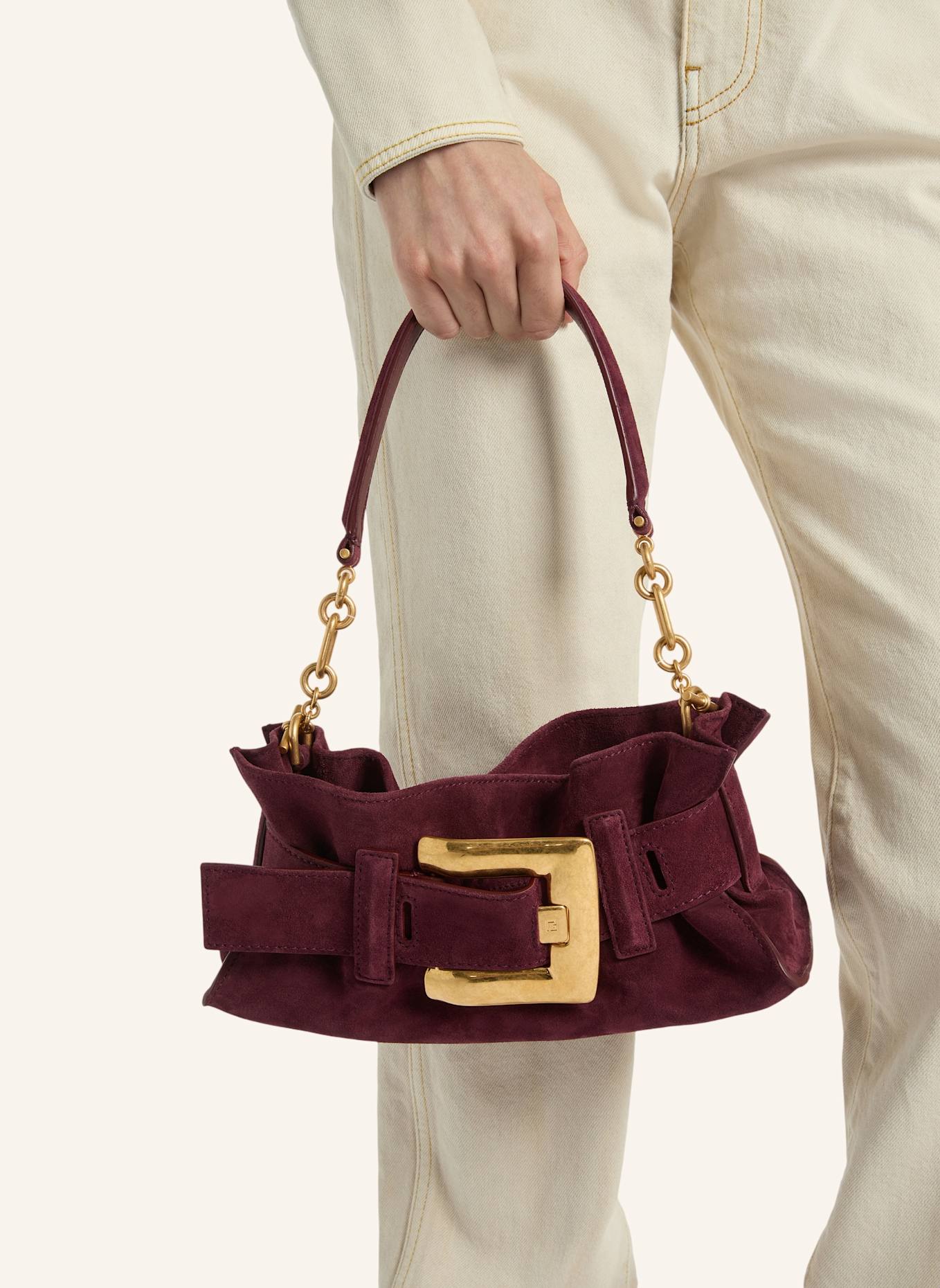 BALMAIN Anthem Mini-Tasche aus Wildleder: ROT
