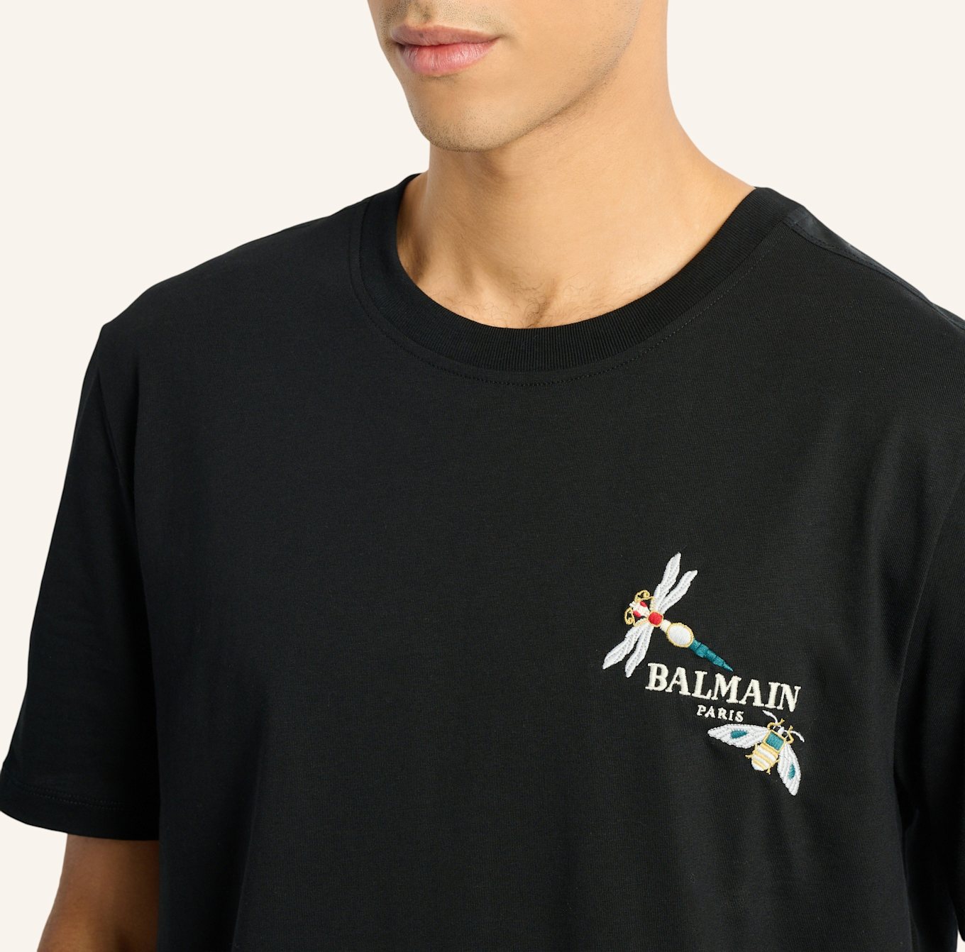 BALMAIN Besticktes Balmain Insect T-Shirt: SCHWARZ