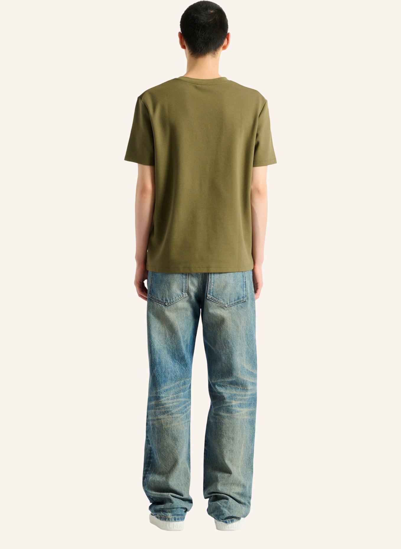 BALMAIN T-Shirt mit aufgesticktem Logo: GRÜN