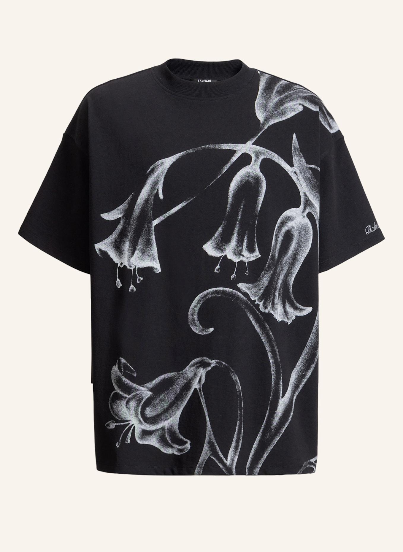 BALMAIN Bedrucktes Balmain Flower T-Shirt: SCHWARZ