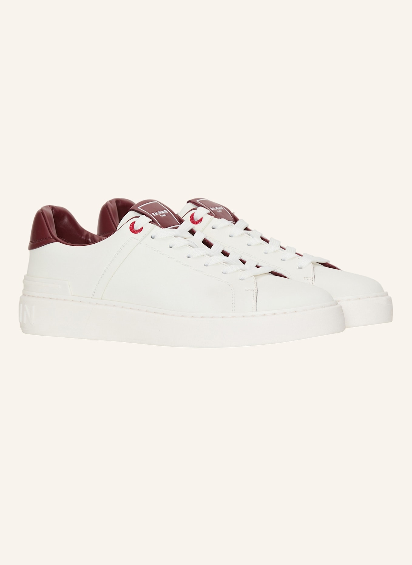 BALMAIN B-Court Sneakers aus Glattleder: NUDE