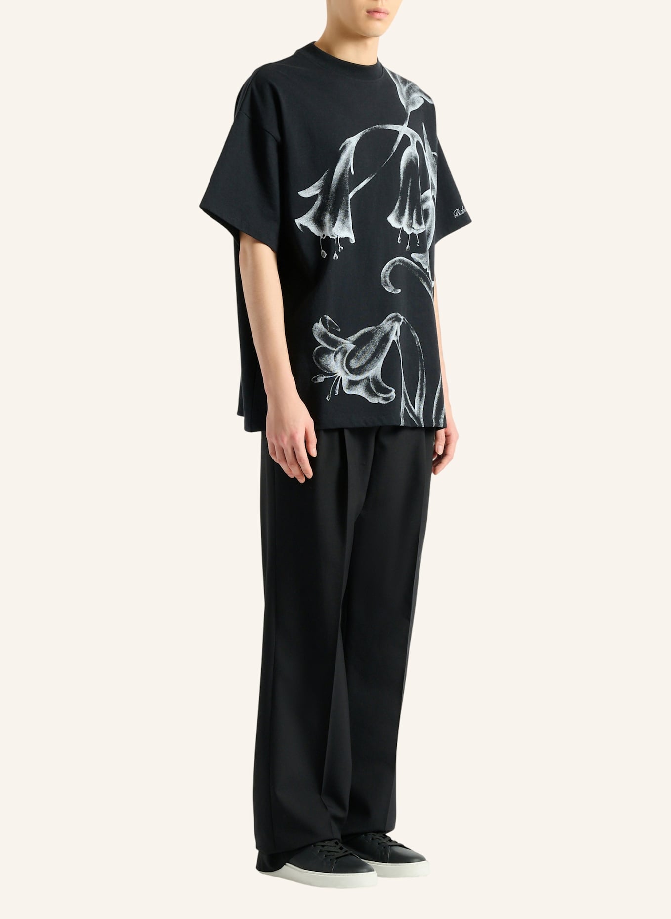 BALMAIN Bedrucktes Balmain Flower T-Shirt: SCHWARZ