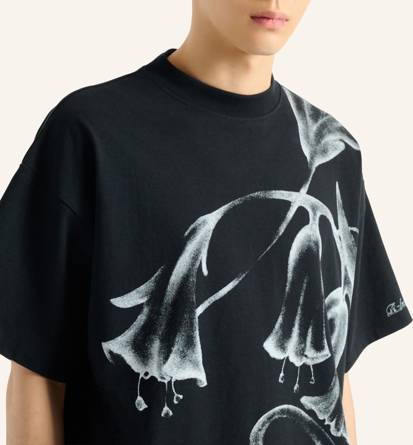 BALMAIN Bedrucktes Balmain Flower T-Shirt: SCHWARZ