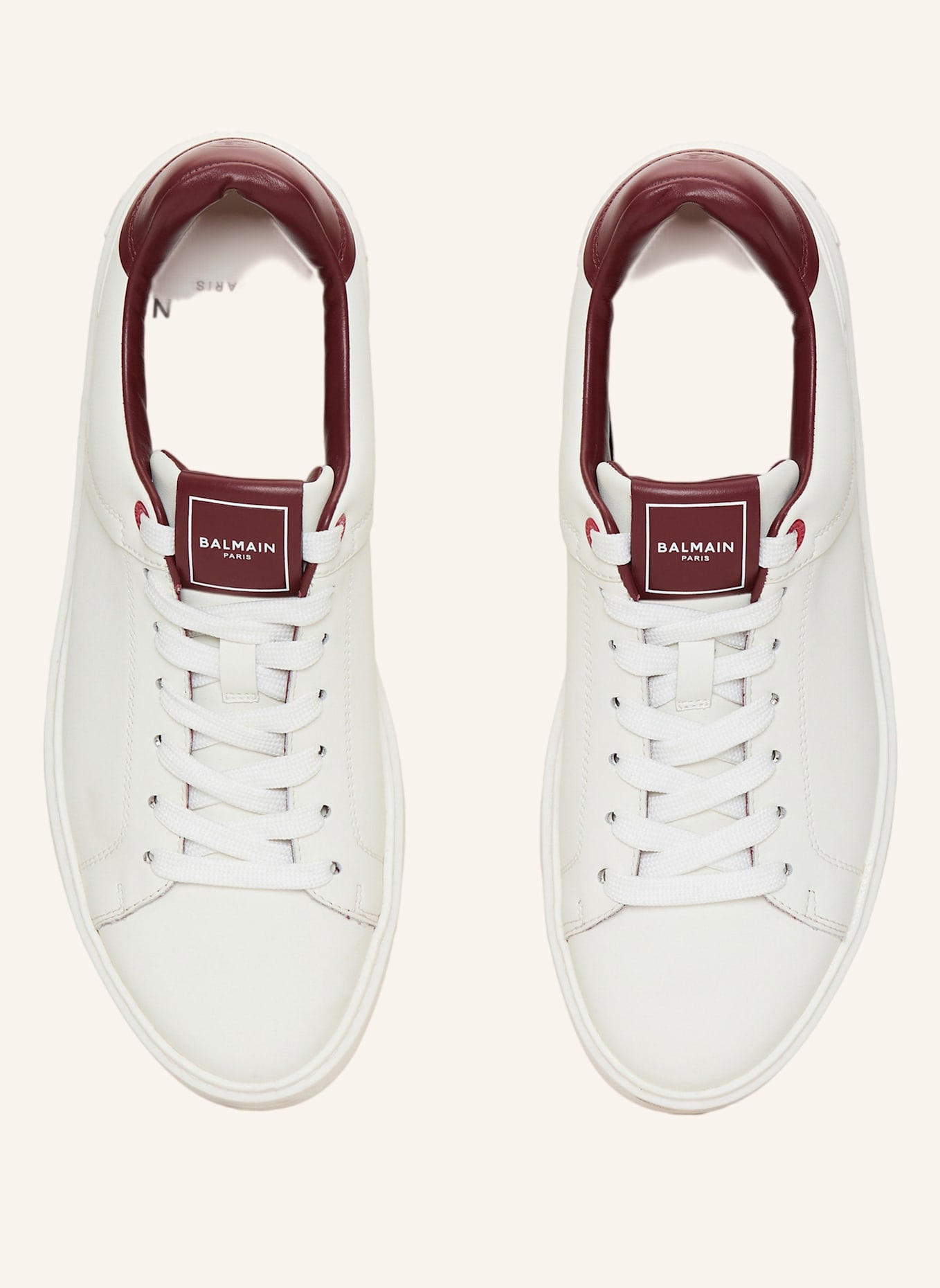 BALMAIN B-Court Sneakers aus Glattleder: NUDE