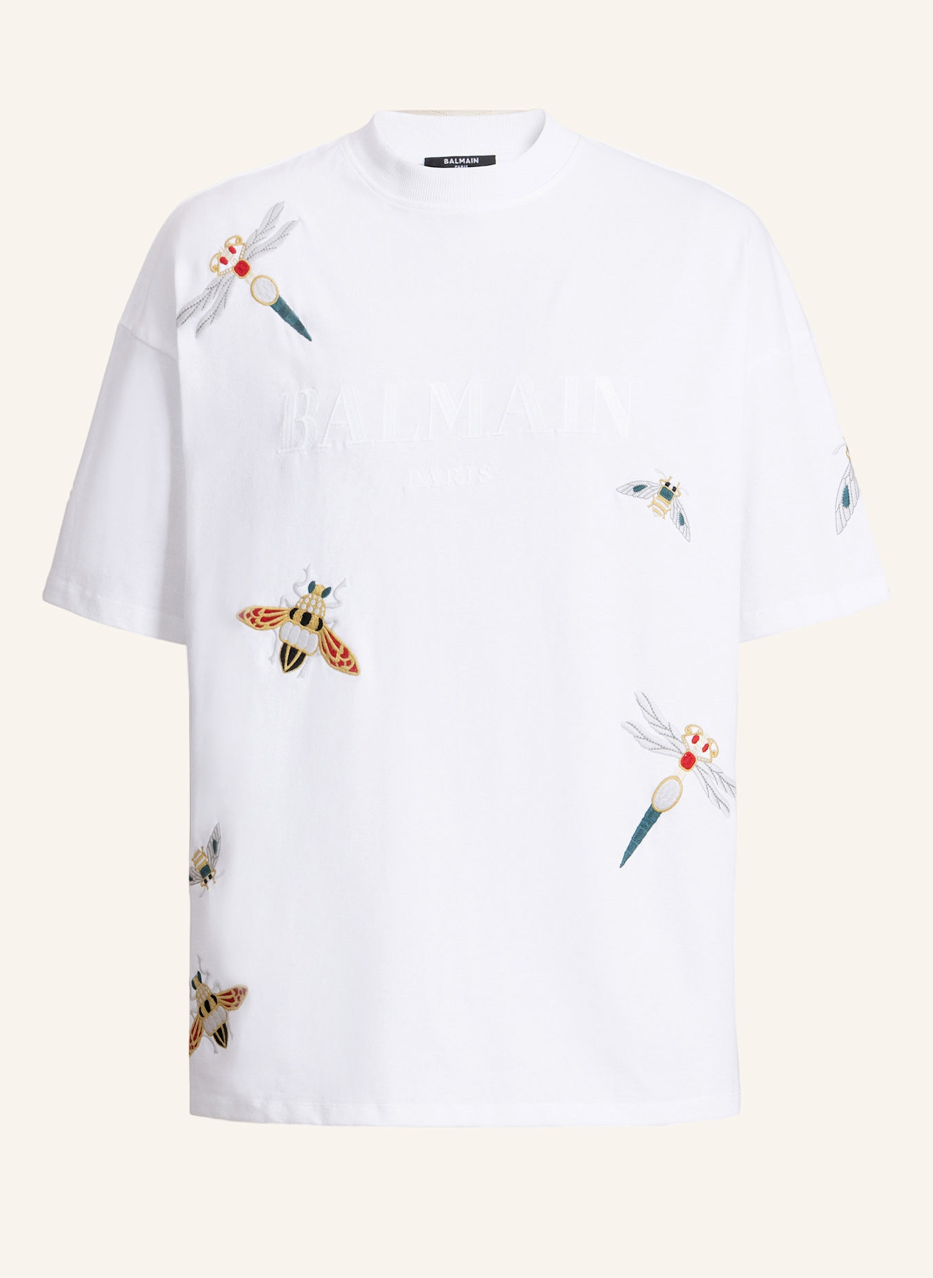 BALMAIN Besticktes Balmain Insect T-Shirt: WEISS