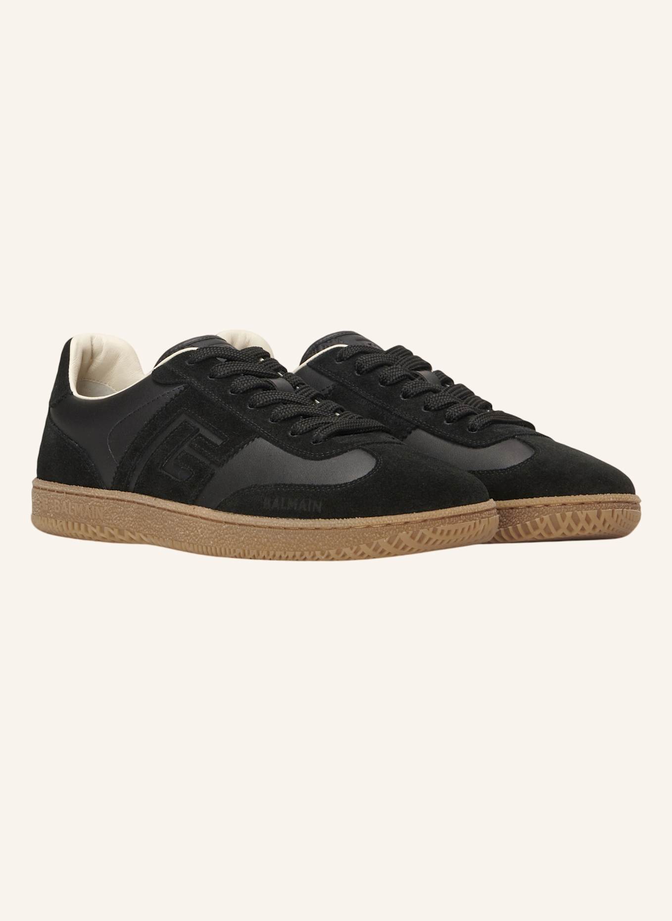 BALMAIN Balmain Swan Sneakers aus Glattleder und Wildleder: SCHWARZ
