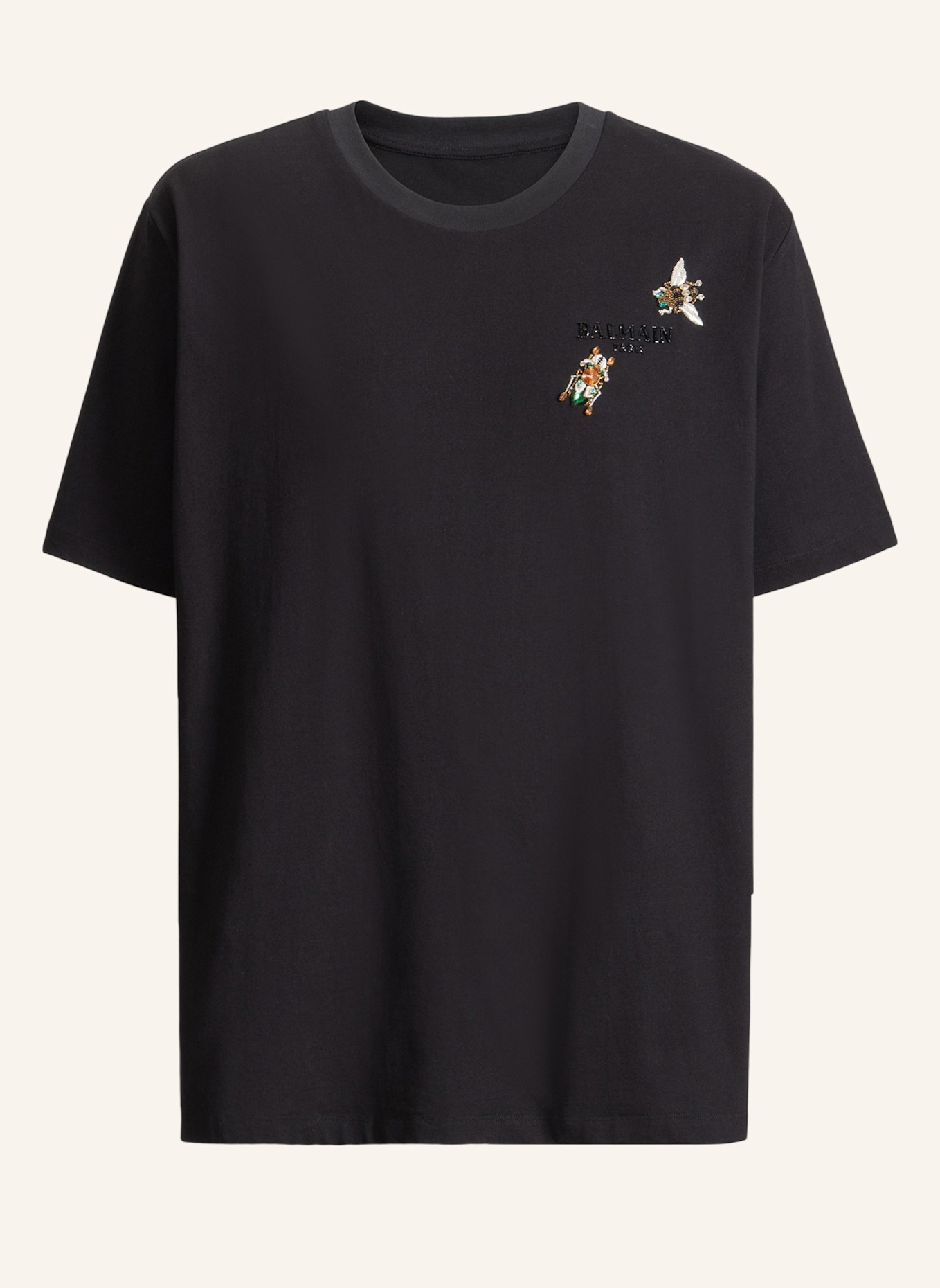 BALMAIN Besticktes Balmain Insect T-Shirt: SCHWARZ