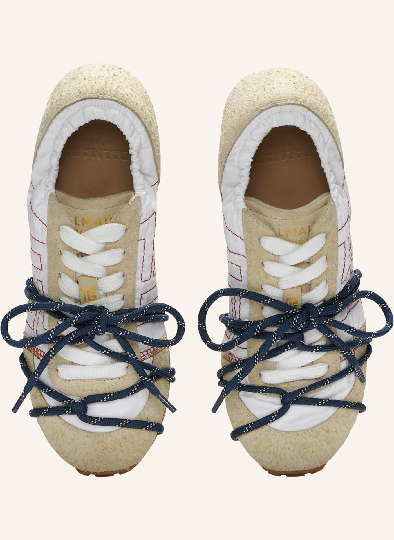 BALMAIN Racer 45 Sneakers aus Nylon und Wildleder: KHAKI
