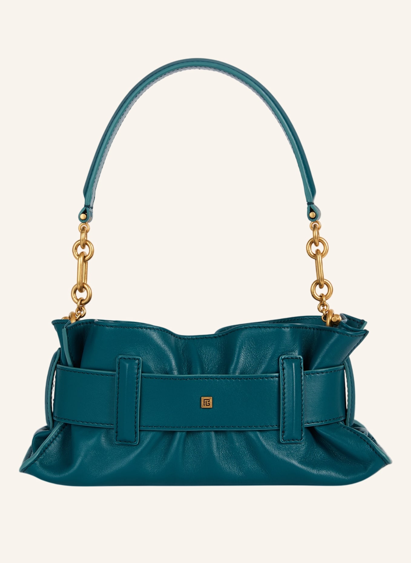 BALMAIN Anthem Mini-Tasche aus Glattleder: BLAU