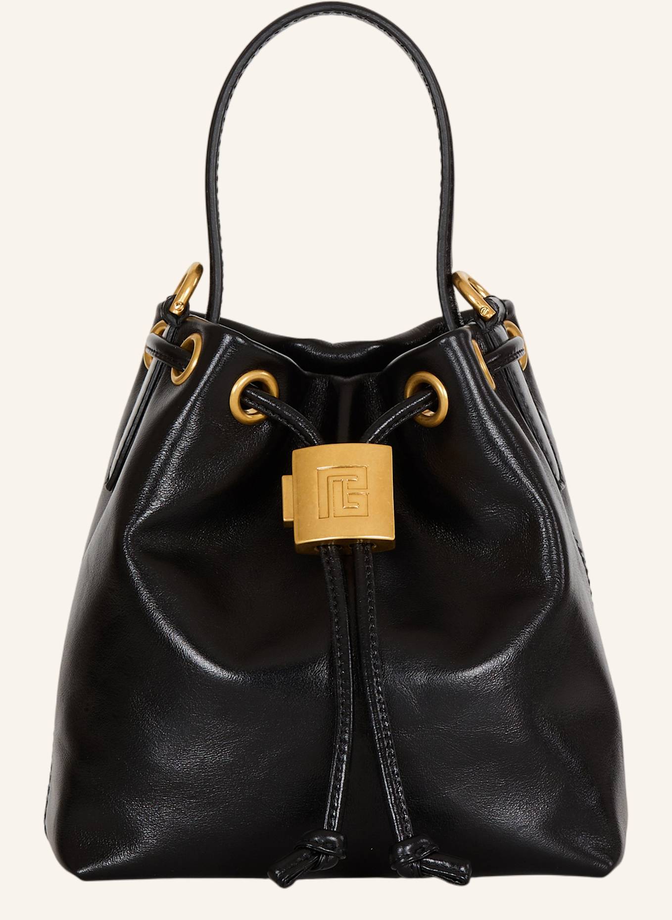 BALMAIN Pulse Bucket Tasche aus Glattleder: SCHWARZ