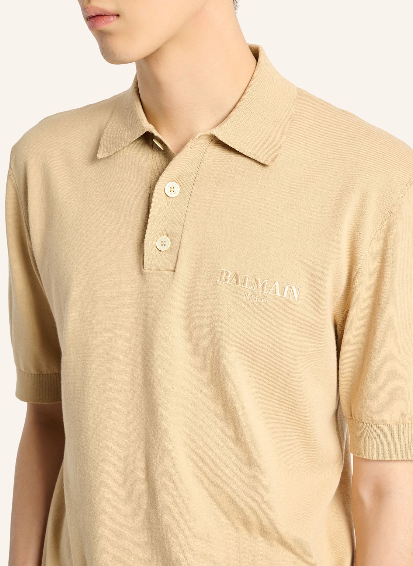 BALMAIN Besticktes Balmain Vintage Poloshirt: KHAKI