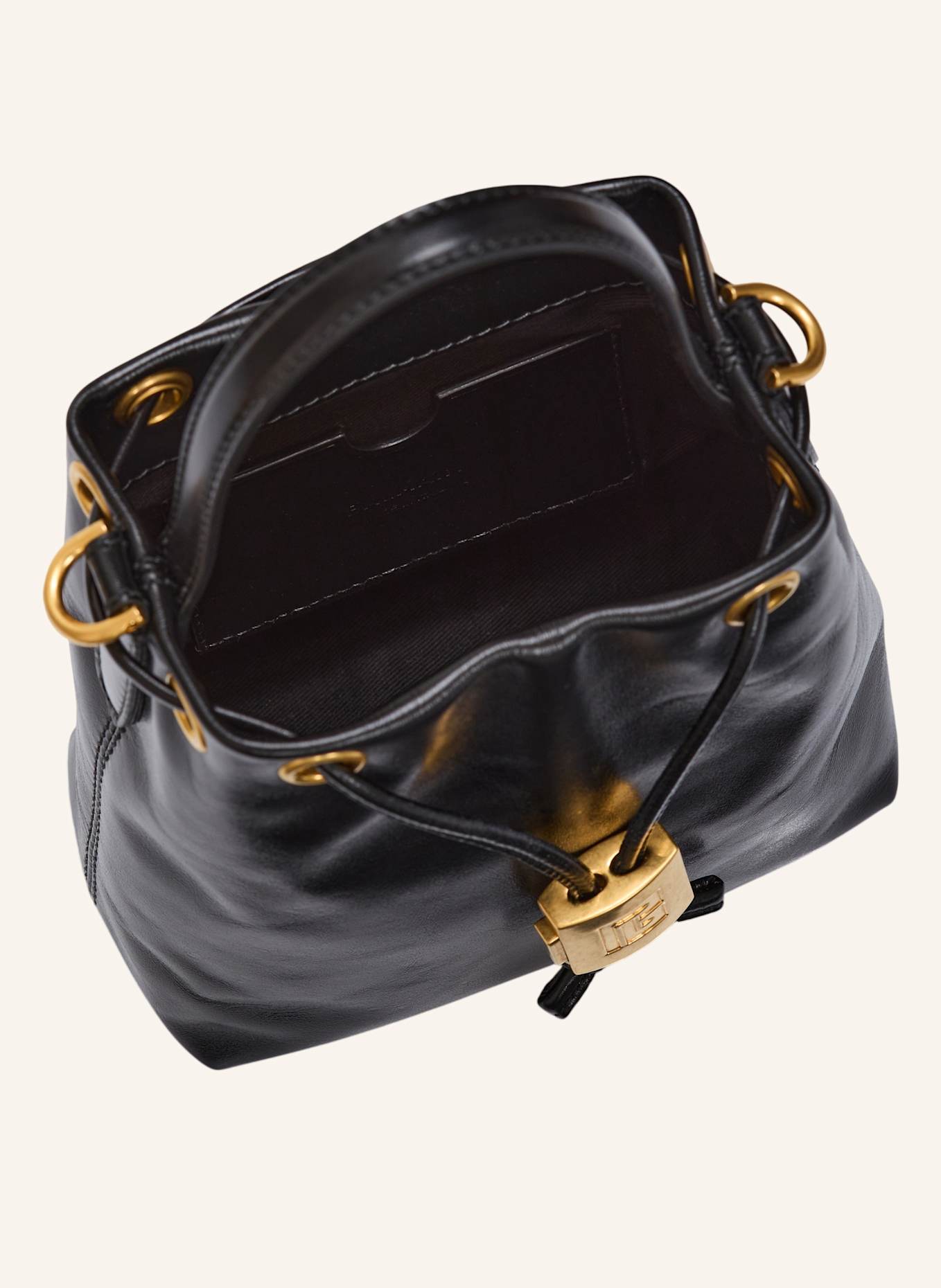 BALMAIN Pulse Bucket Tasche aus Glattleder: SCHWARZ