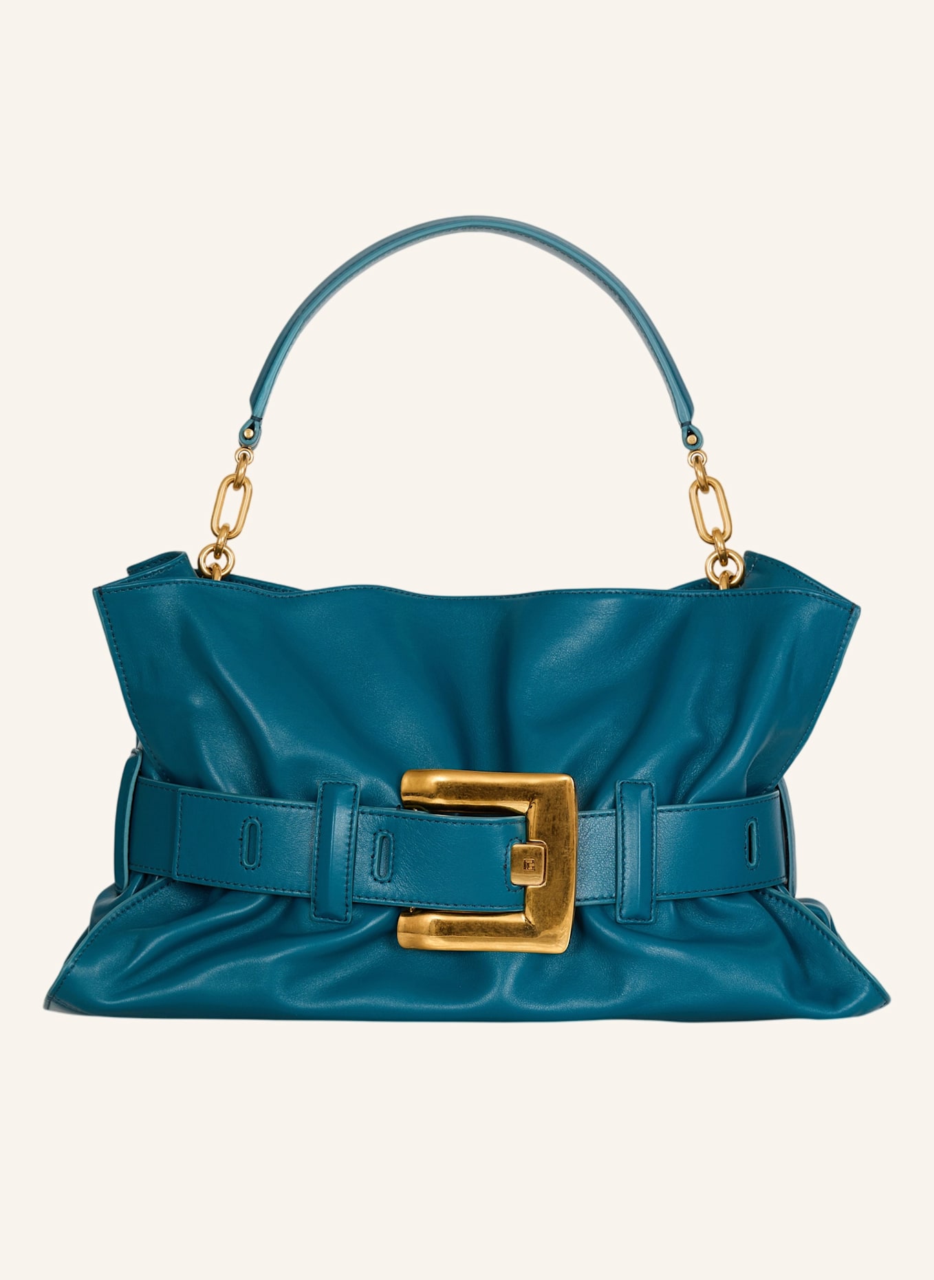 BALMAIN Mittelgroße Anthem Tasche aus Glattleder: BLAU
