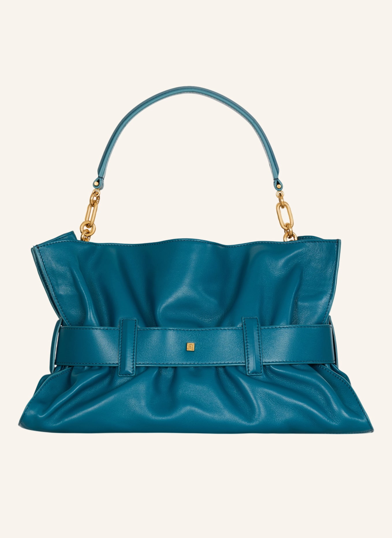 BALMAIN Mittelgroße Anthem Tasche aus Glattleder: BLAU