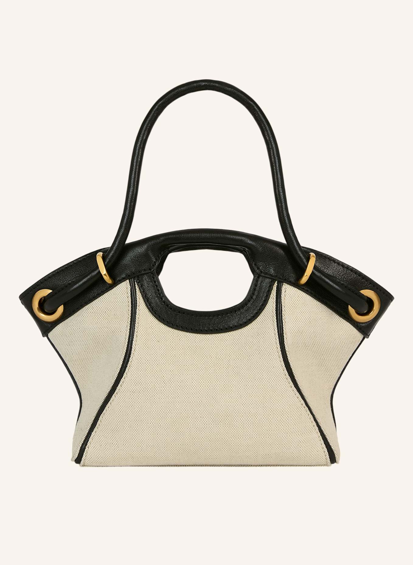 BALMAIN Kleiner Shopper aus Canvas und glattem Leder: KHAKI