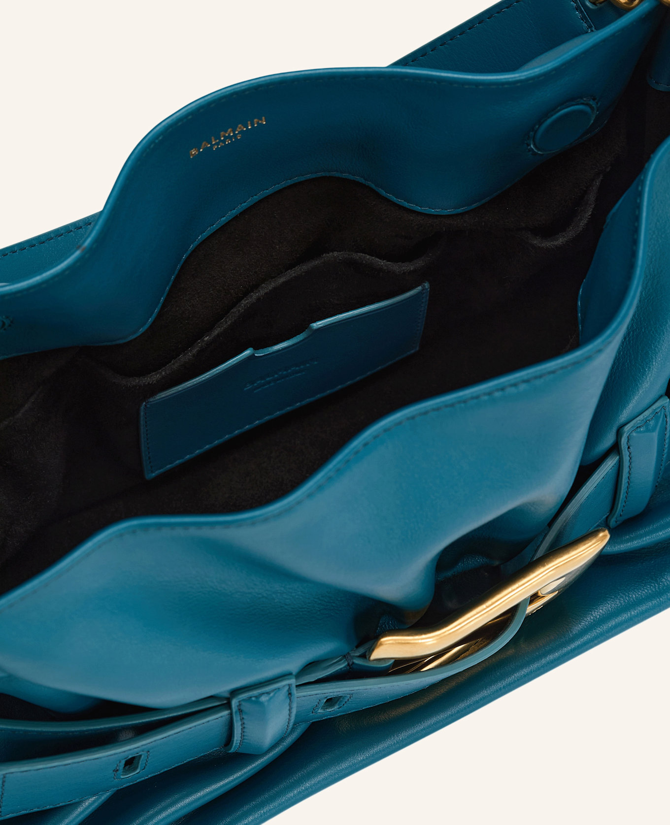 BALMAIN Mittelgroße Anthem Tasche aus Glattleder: BLAU