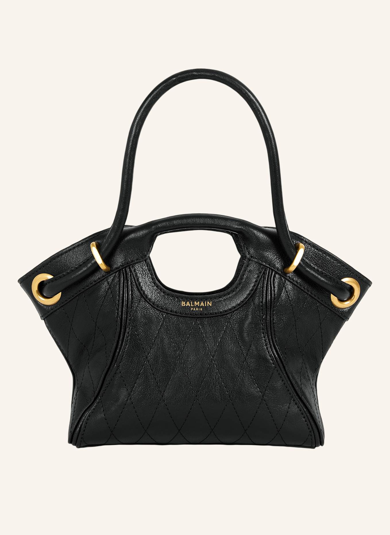 BALMAIN Kleiner Shopper aus Glattleder mit Ziernähten: SCHWARZ
