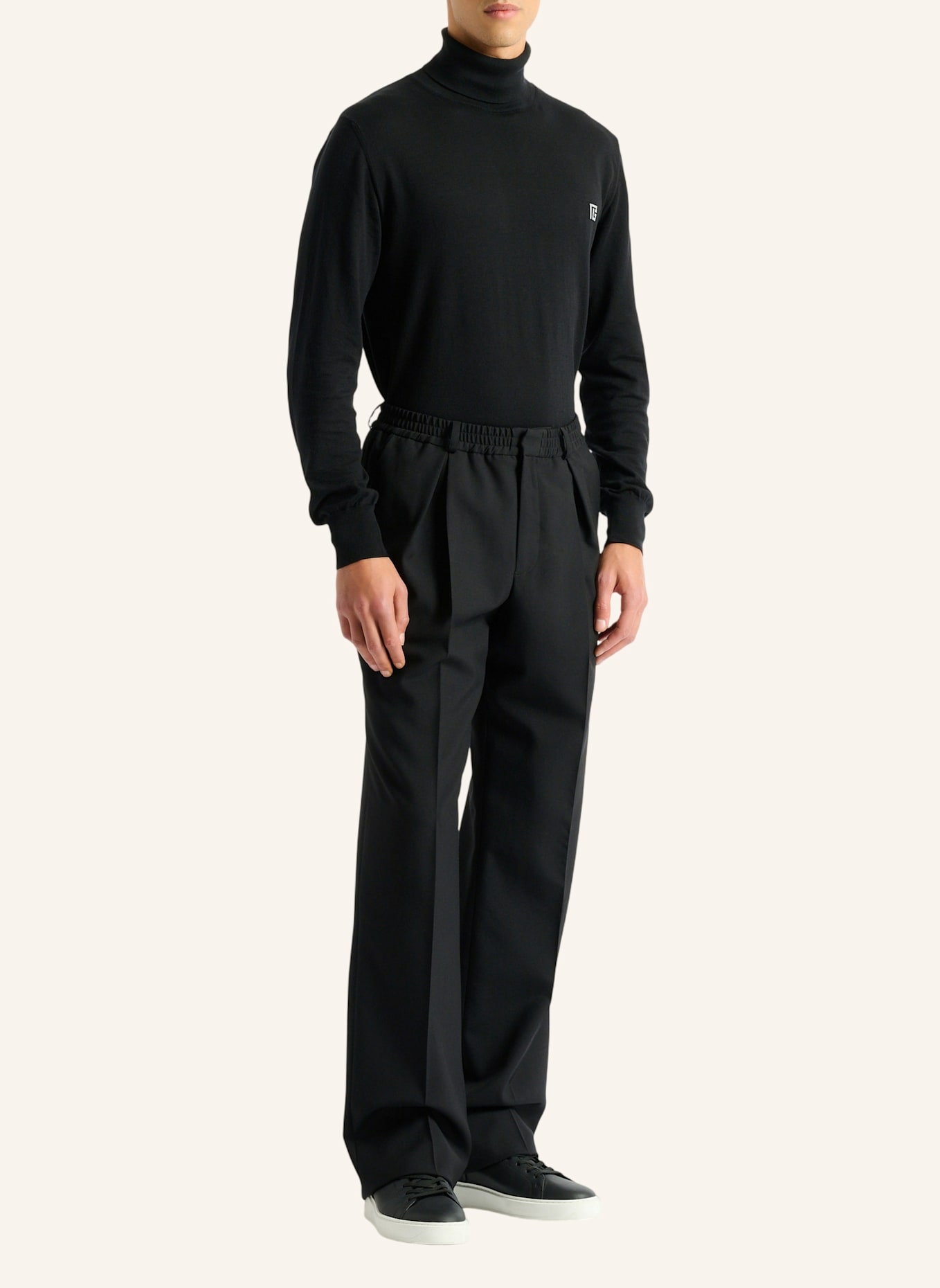 BALMAIN Wollhose mit elastischem Bund: SCHWARZ