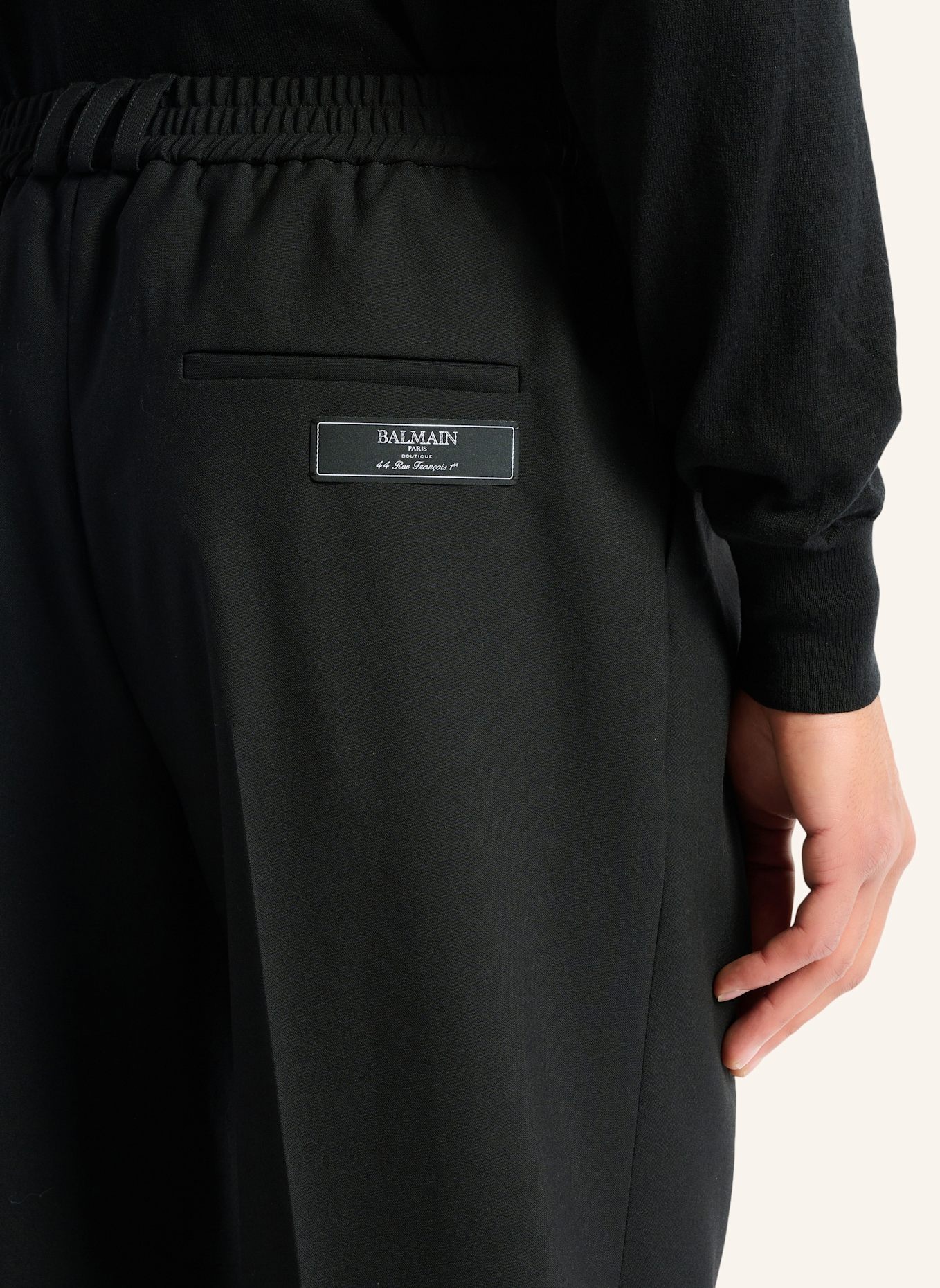 BALMAIN Wollhose mit elastischem Bund: SCHWARZ