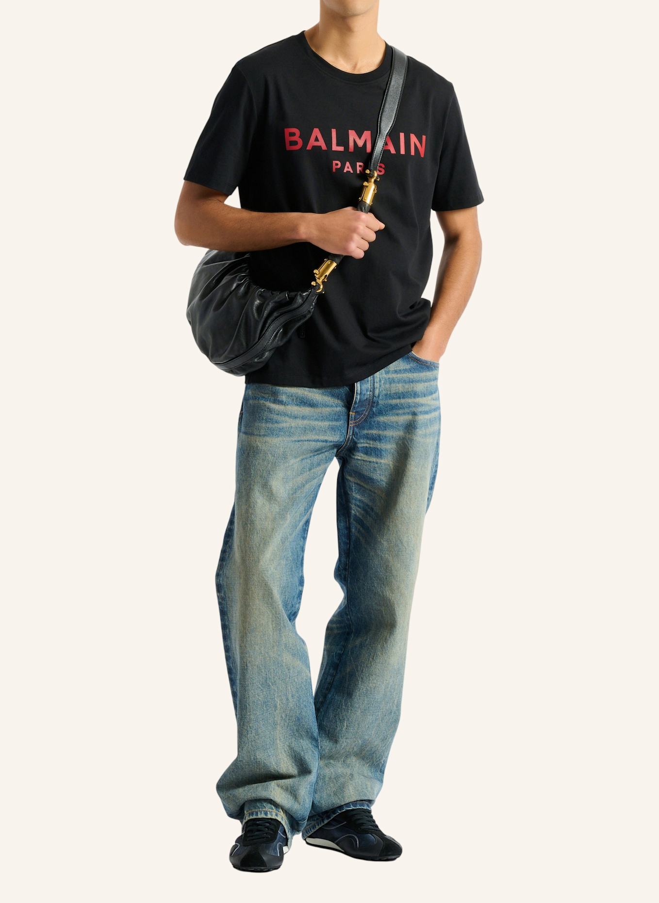 BALMAIN Bedrucktes T-Shirt aus Baumwolle: NUDE