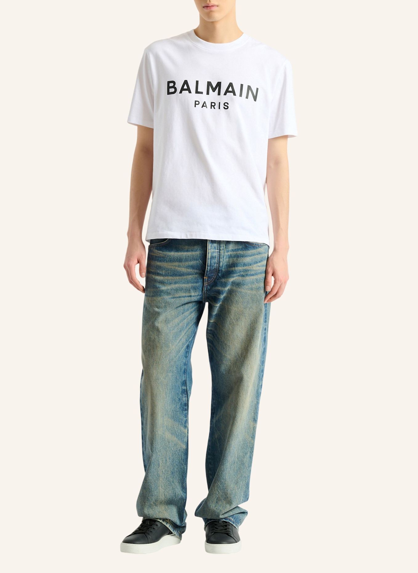 BALMAIN Bedrucktes T-Shirt aus Baumwolle: WEISS