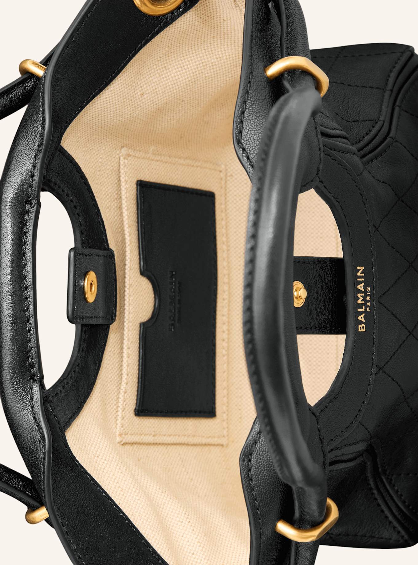 BALMAIN Kleiner Shopper aus Glattleder mit Ziernähten: SCHWARZ