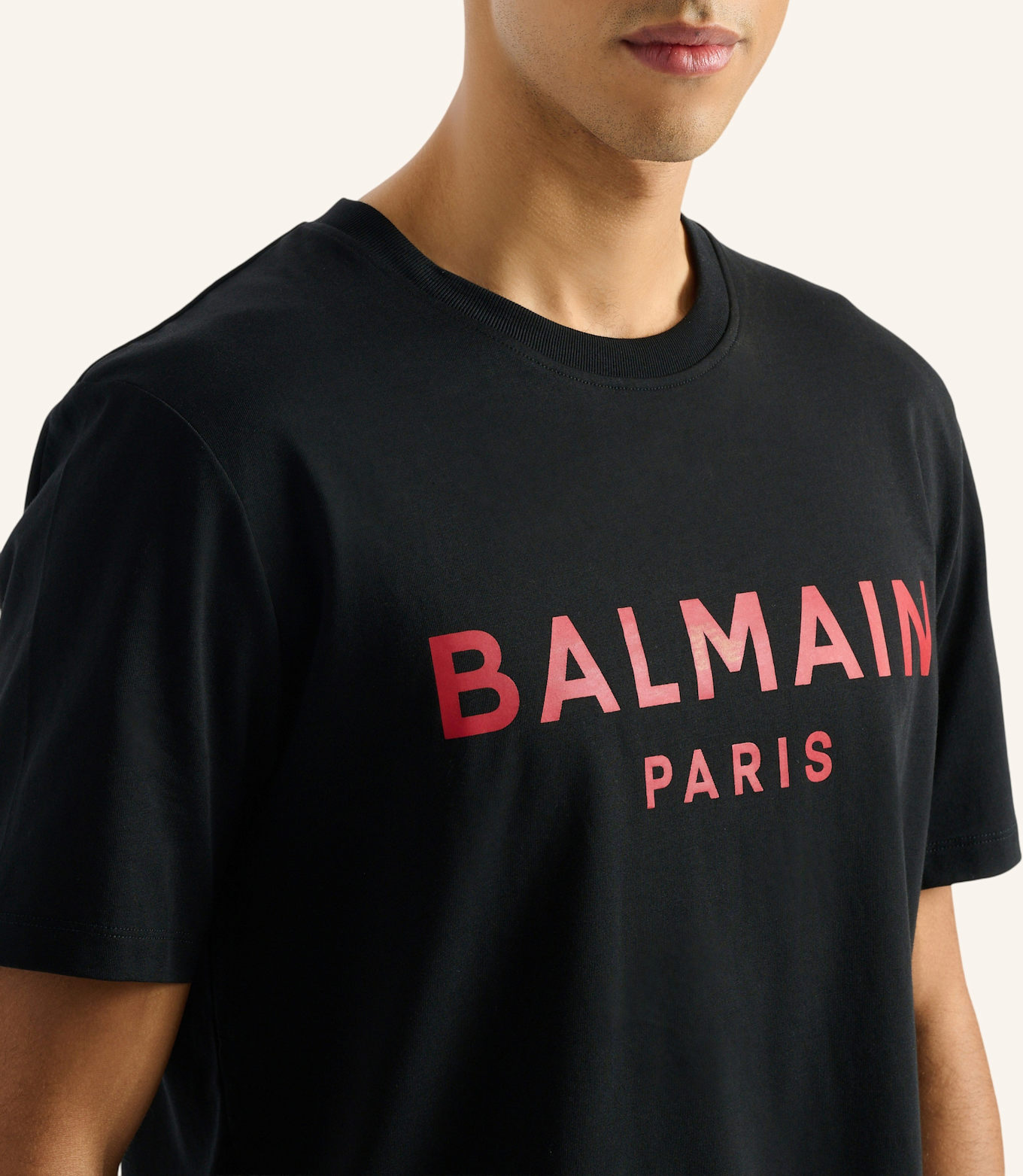 BALMAIN Bedrucktes T-Shirt aus Baumwolle: NUDE