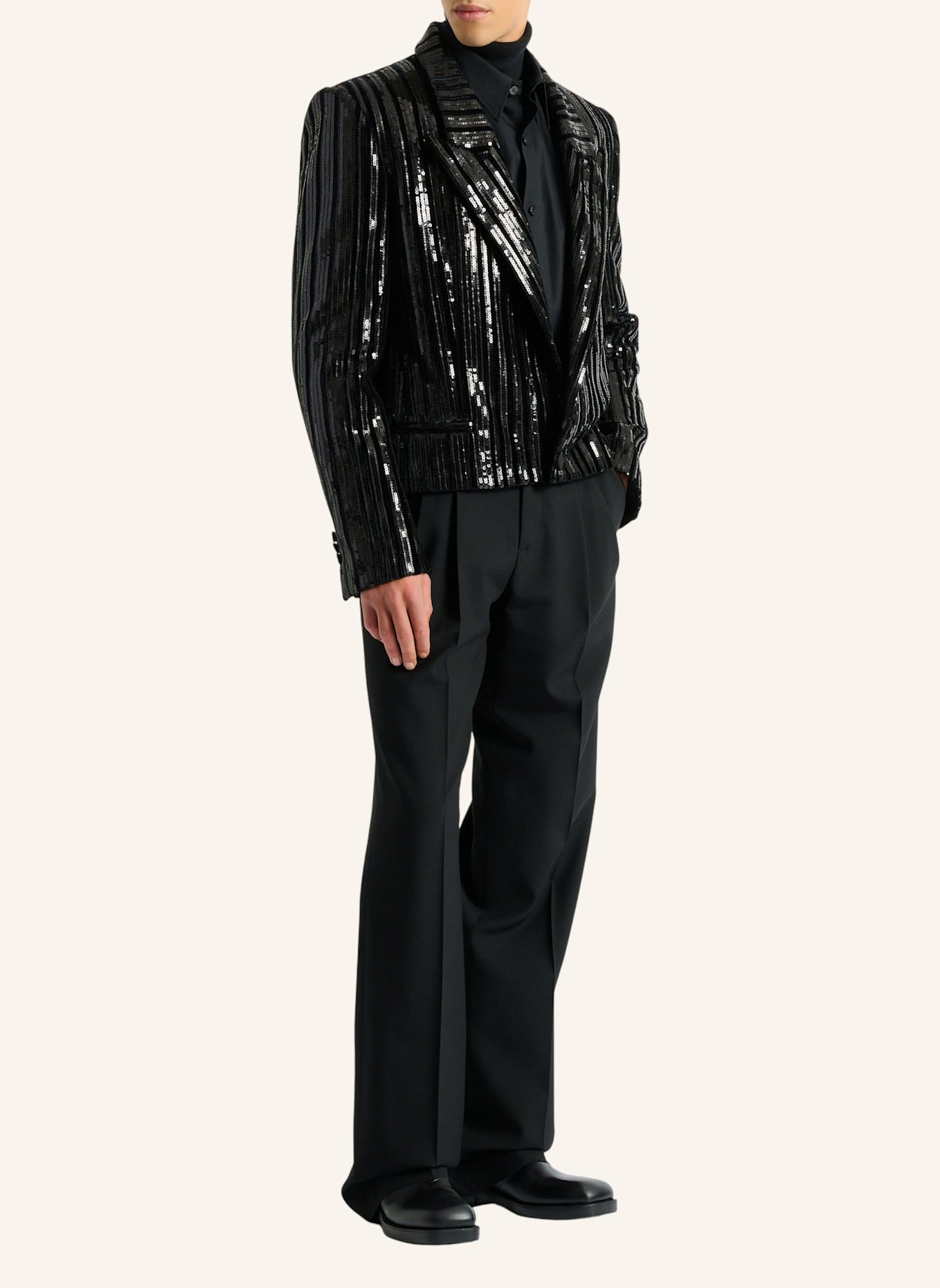 BALMAIN Spencer aus Samt mit Pailletten: SCHWARZ