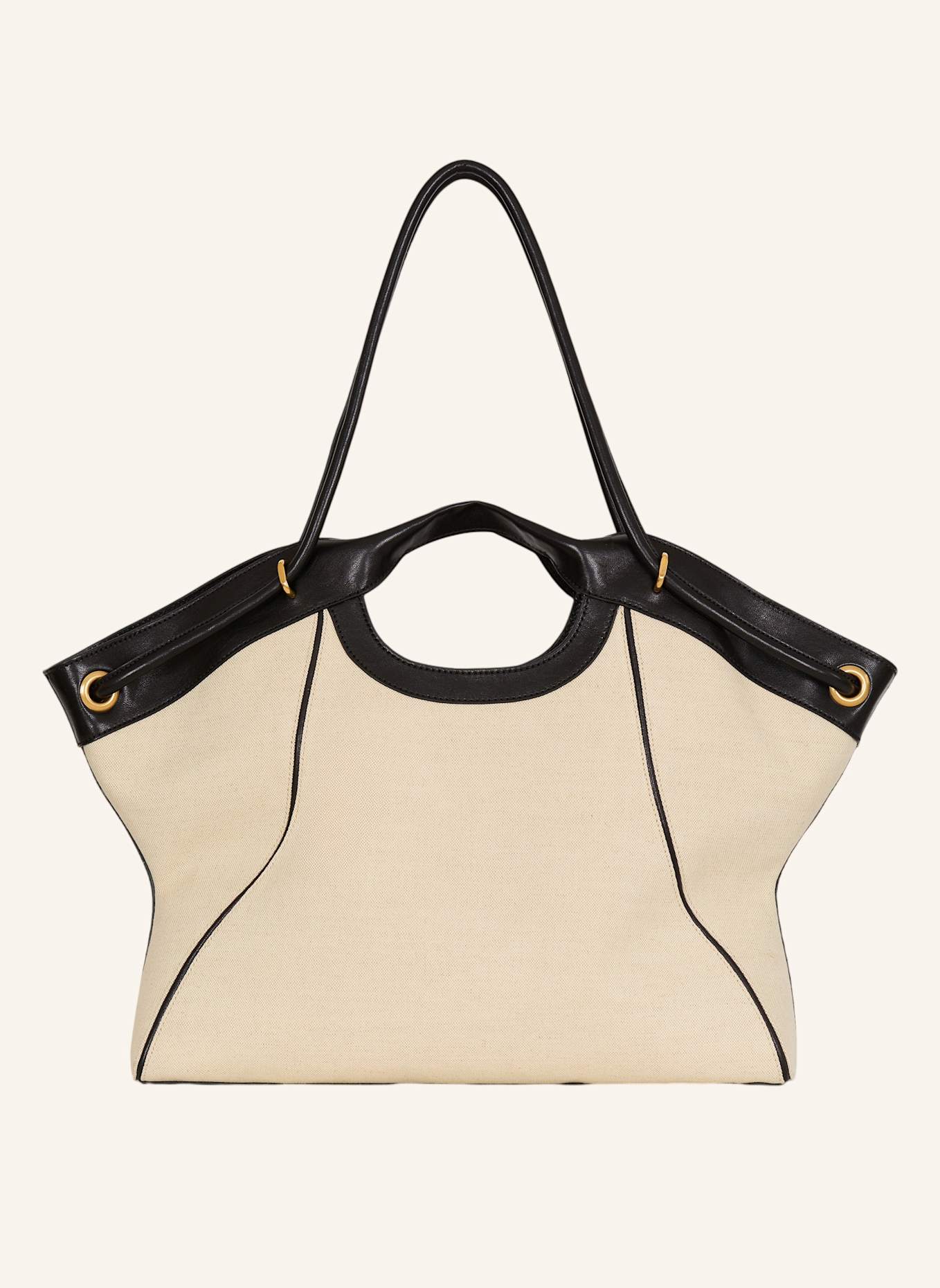 BALMAIN Großer Shopper aus Canvas und Glattleder: KHAKI