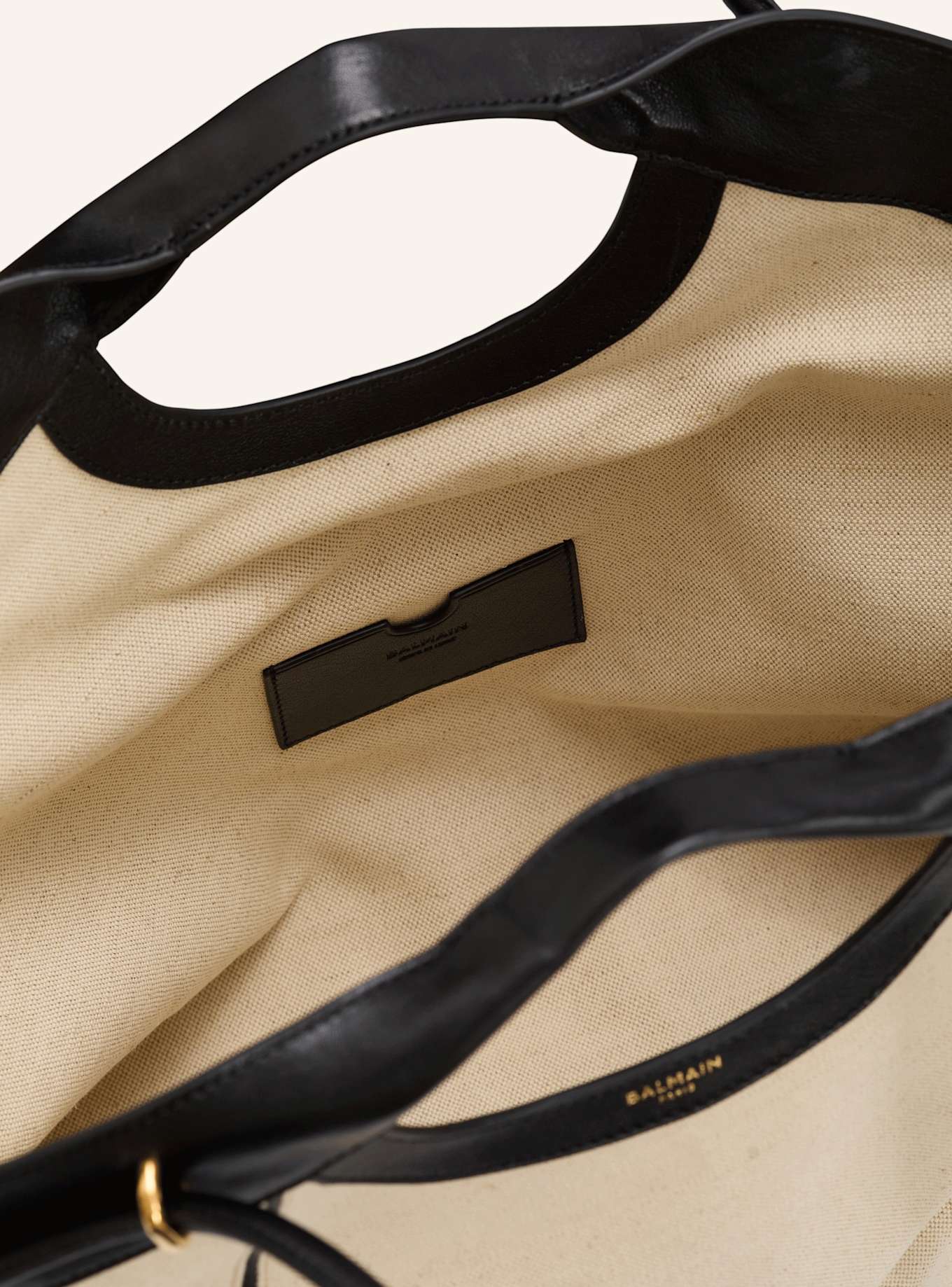 BALMAIN Großer Shopper aus Canvas und Glattleder: KHAKI