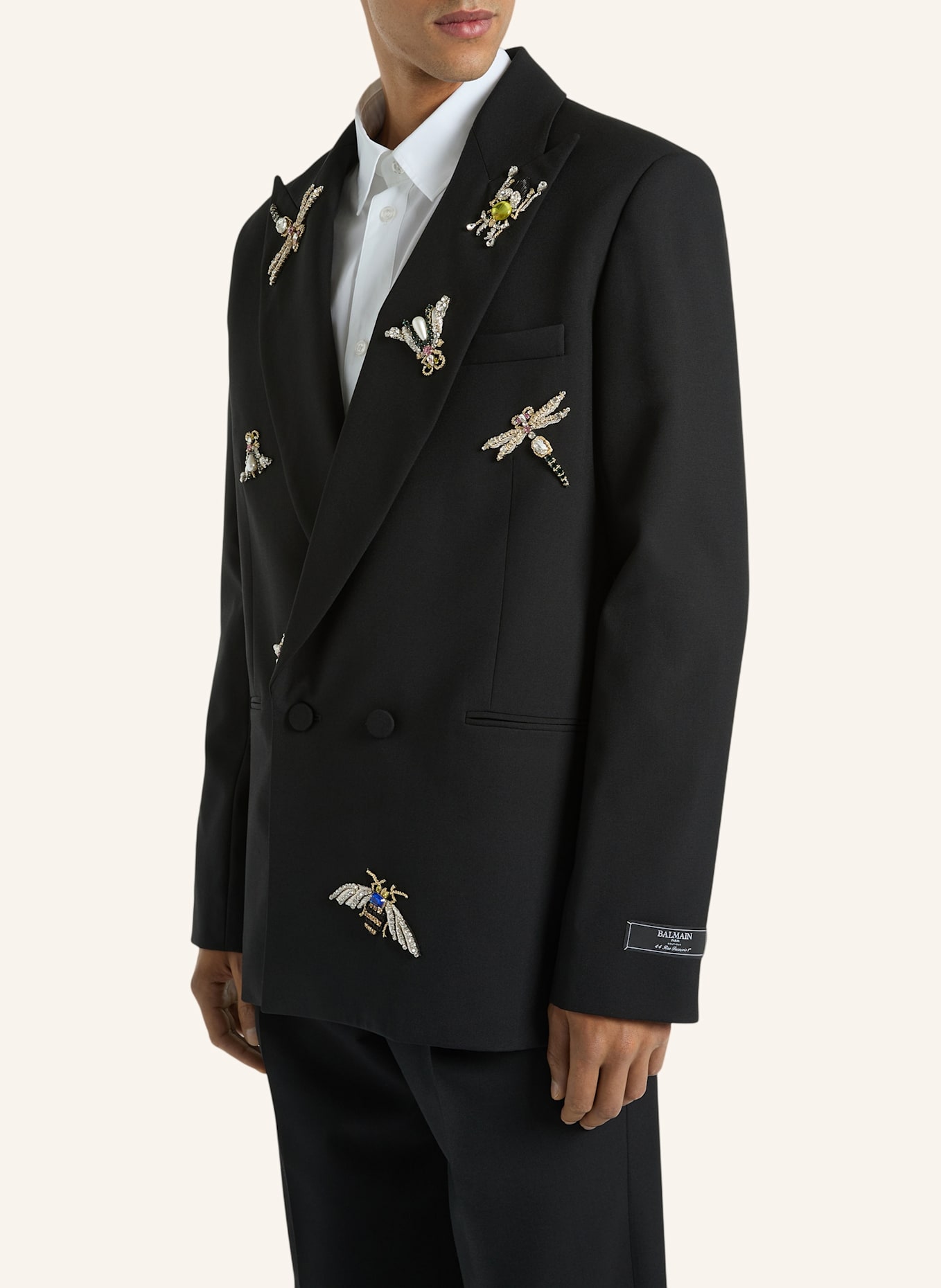 BALMAIN Bestickte Balmain Insect Jacke aus Wolle und Kristallen: SCHWARZ