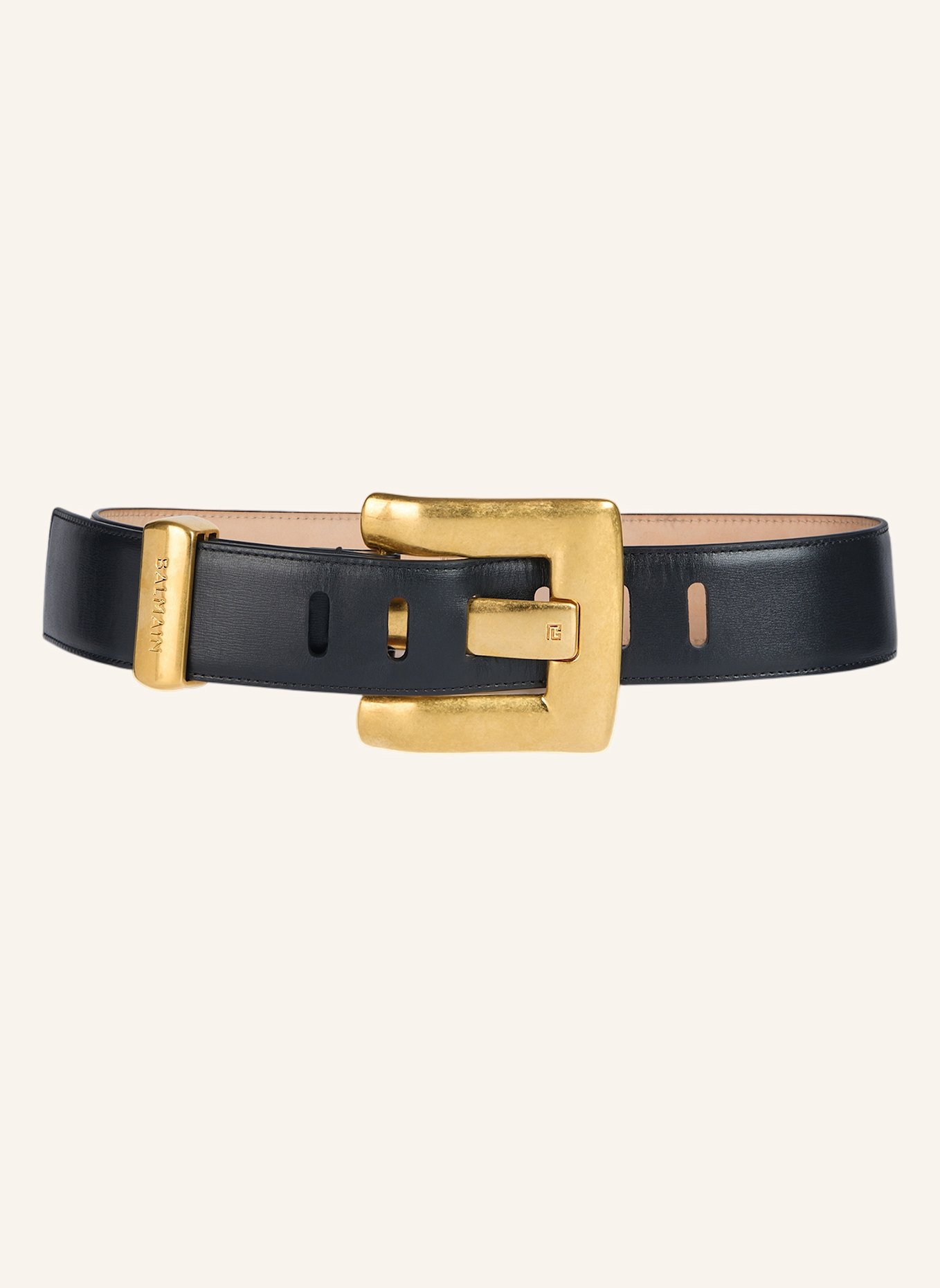 BALMAIN Anthem Gürtel aus Glattleder: SCHWARZ