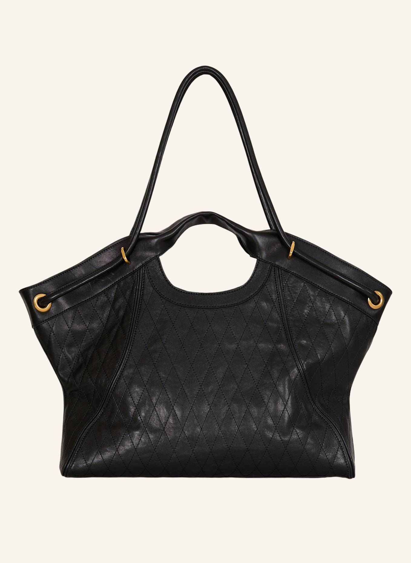 BALMAIN Großer Shopper aus gestepptem Leder: SCHWARZ