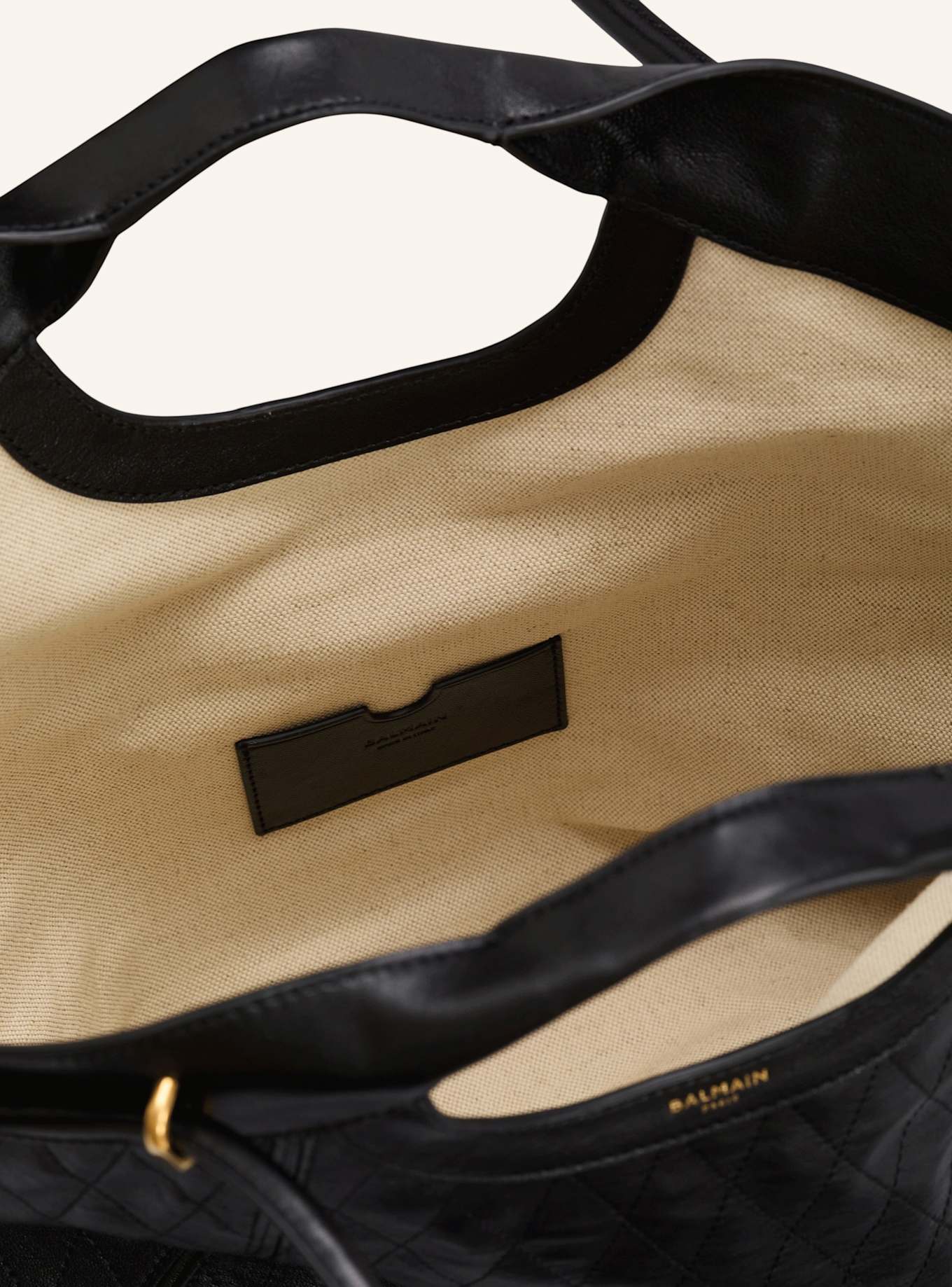 BALMAIN Großer Shopper aus gestepptem Leder: SCHWARZ