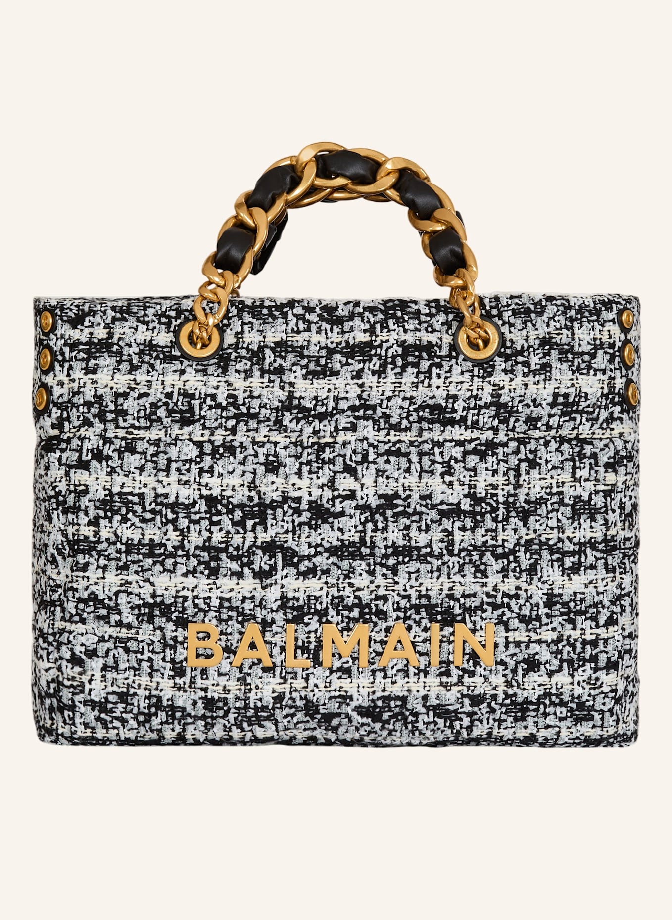 BALMAIN 1945 Soft Shopper aus Tweed: SCHWARZ
