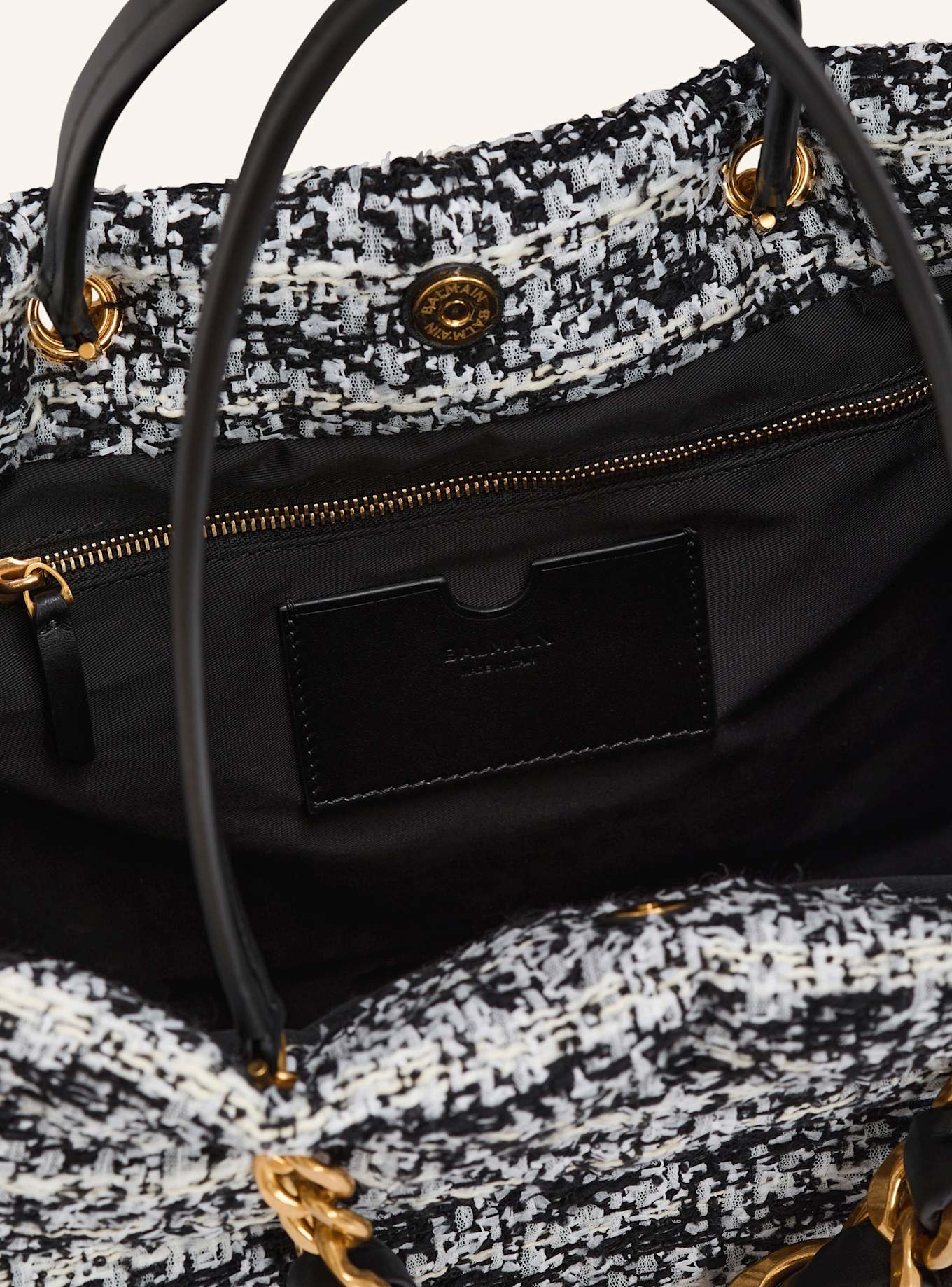 BALMAIN 1945 Soft Shopper aus Tweed: SCHWARZ