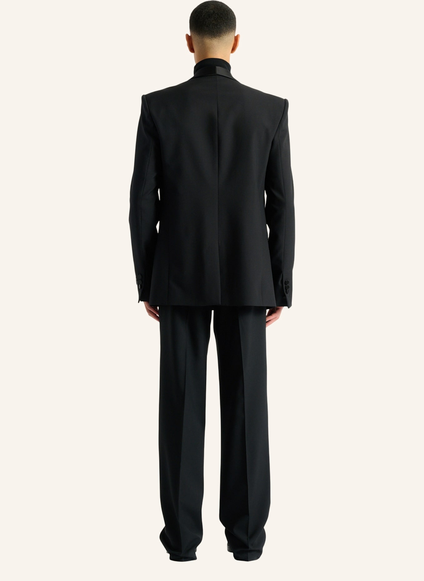 BALMAIN Jacke mit zwei Knöpfen aus Wolle und Satin: SCHWARZ