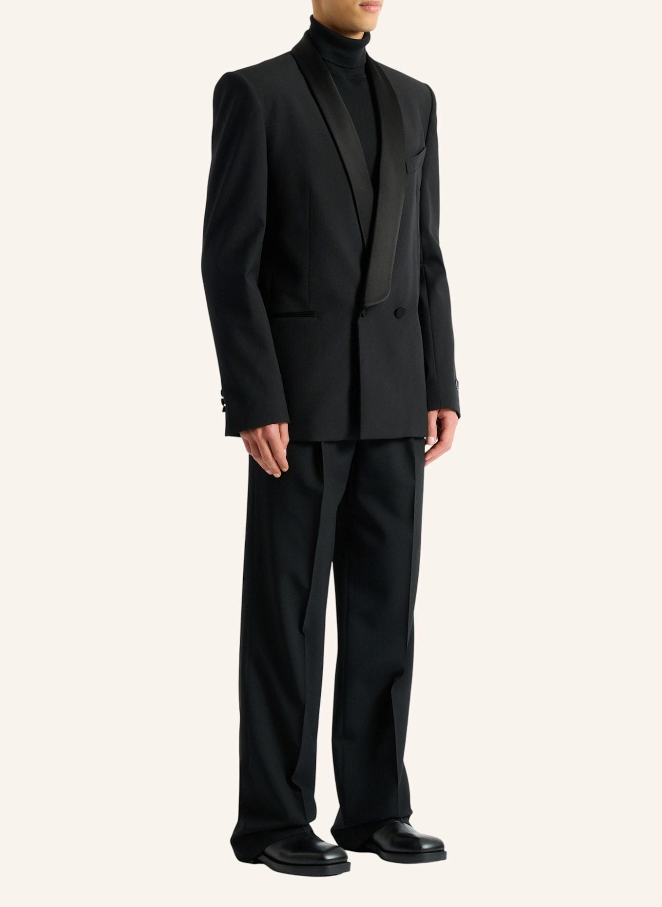BALMAIN Jacke mit zwei Knöpfen aus Wolle und Satin: SCHWARZ